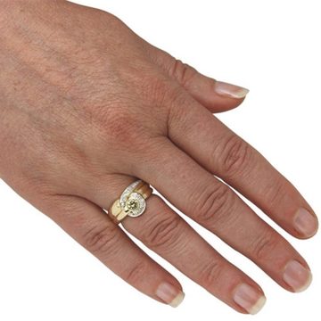 SKIELKA DESIGNSCHMUCK Goldring Diamant Ring "Bicolor" 0,34 Karat (Gelbgold 585 / Weißgold 585), hochwertige Goldschmiedearbeit aus Deutschland
