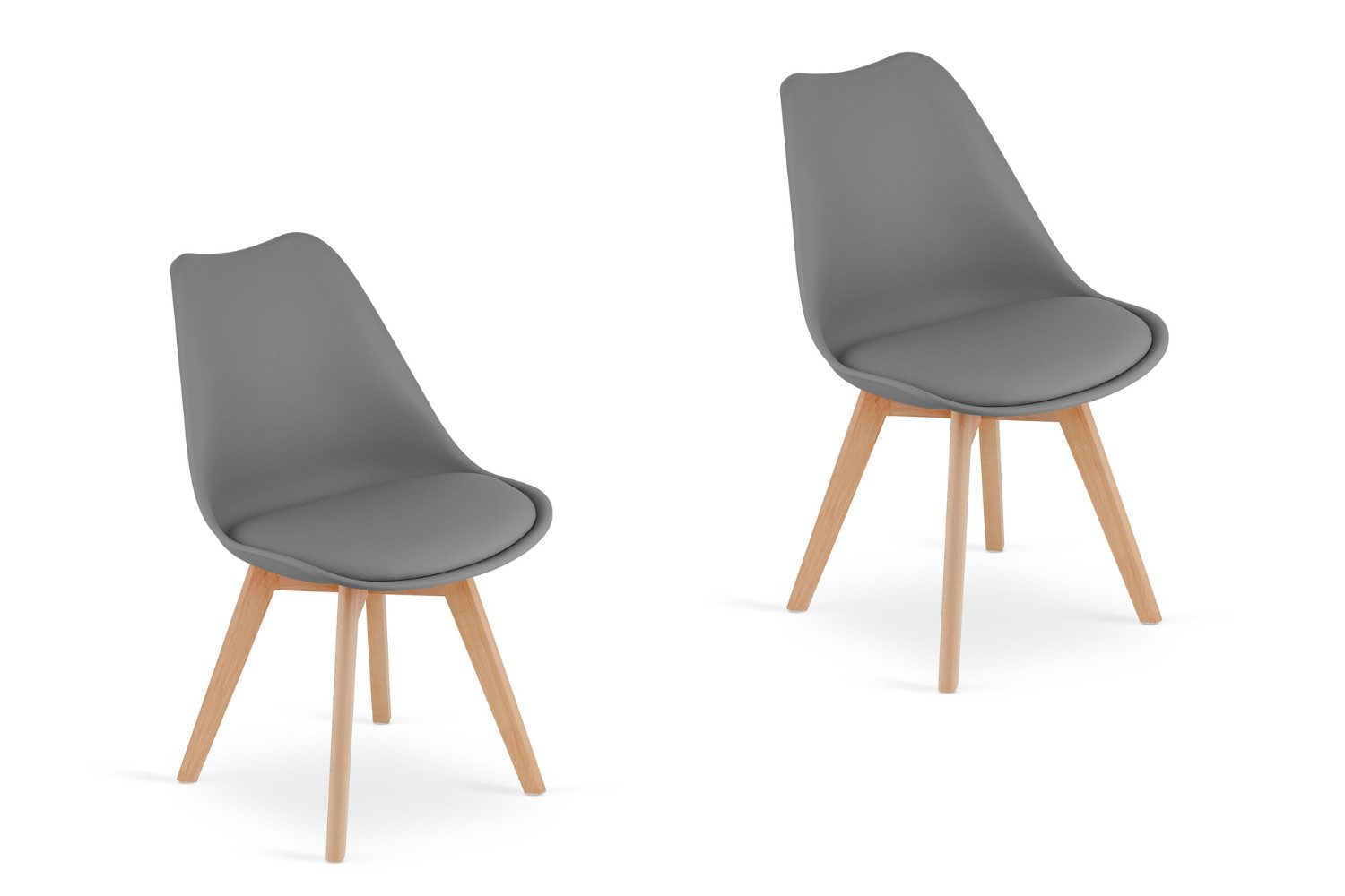 Home Collective Esszimmerstuhl Stuhl in insgesamt 11 Farben, Wohnzimmerstuhl, bequem und stabil (2 St), Schalenstuhl, 2x graphit grau mit Vollholzbeinen in natur