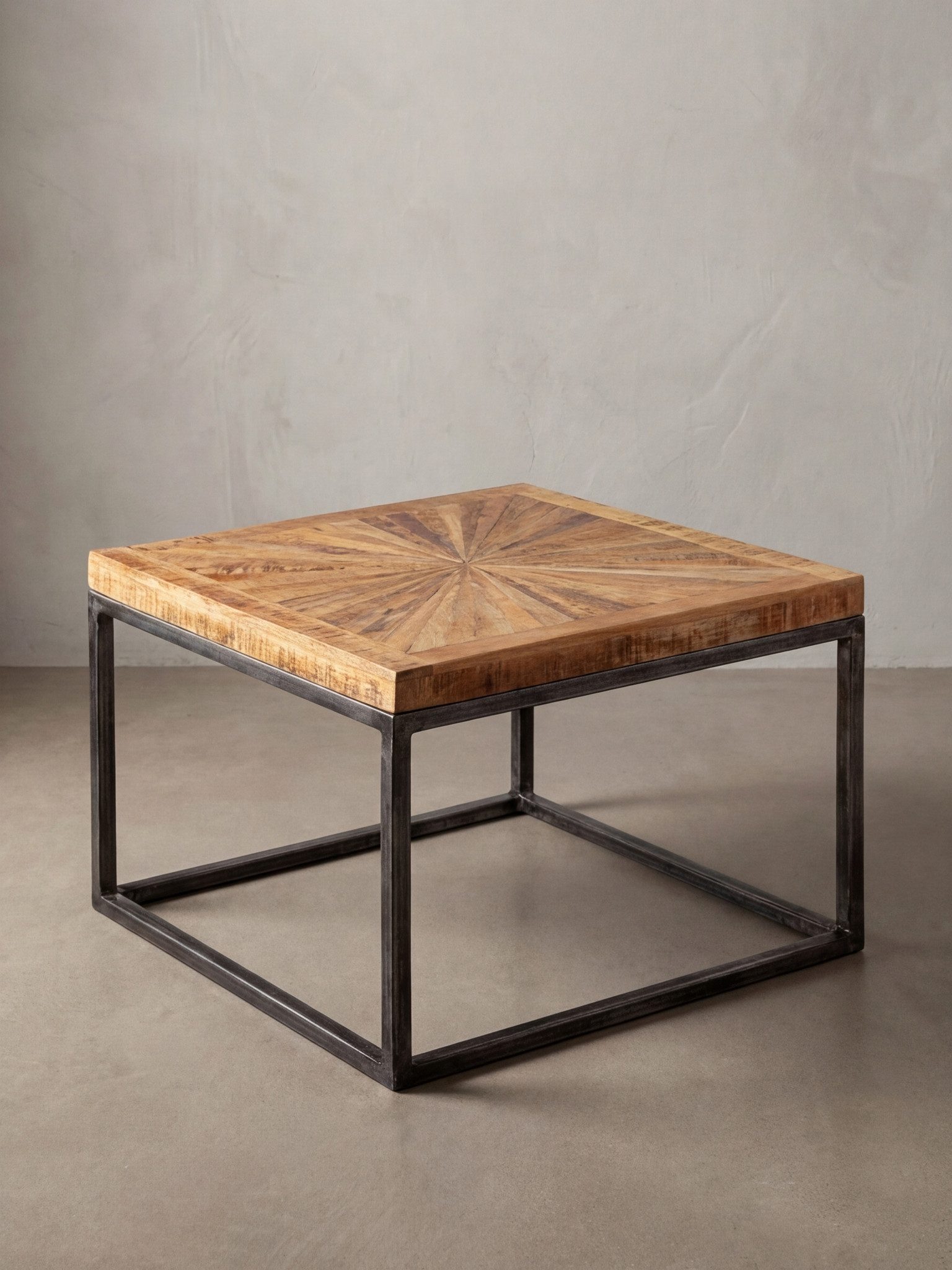 Couchtisch Couchtisch Mango Massivholz 55x40x55 cm Tisch mit Metallgestell