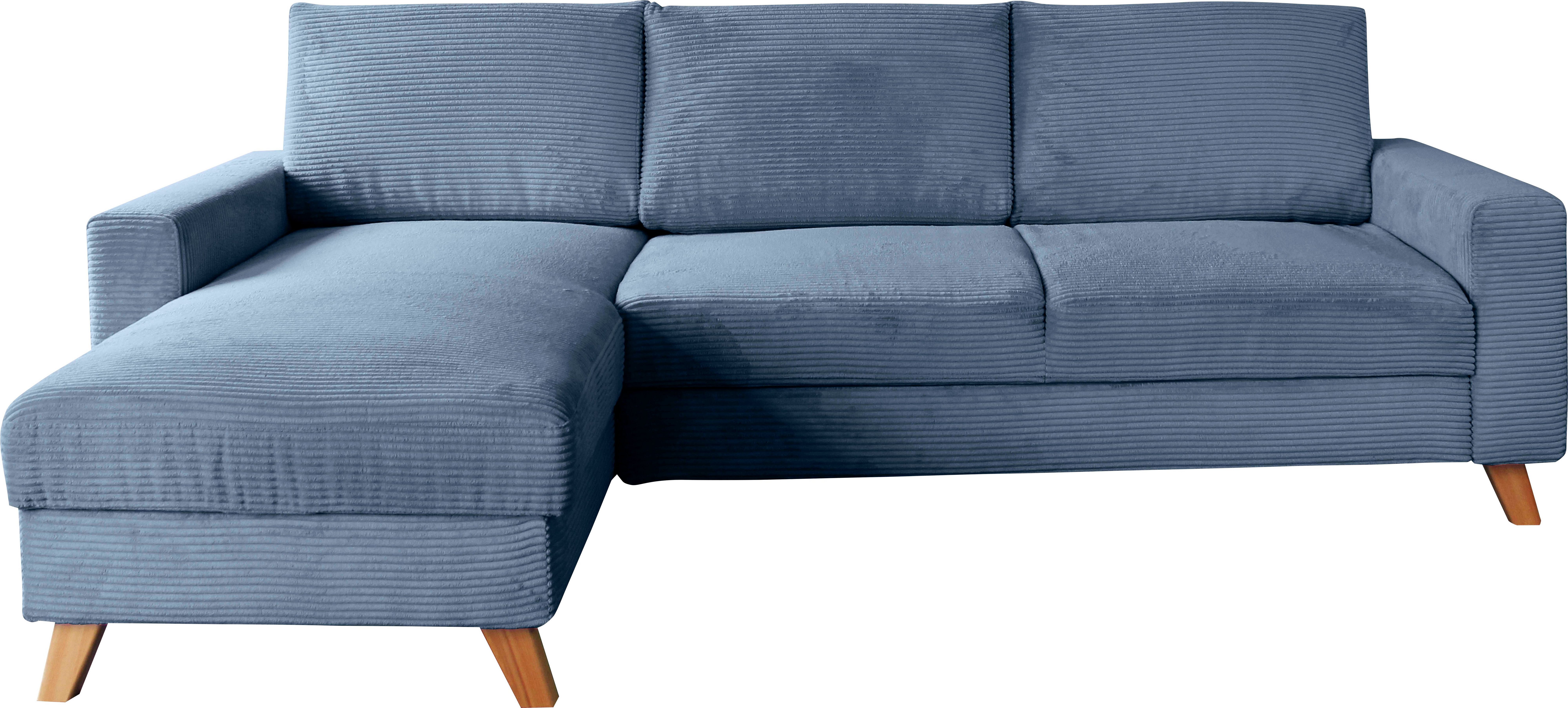 GEPADE Schlafsofa mit im beidseitig Blau montierbar Cordbezug, Patrick, Stil nordischen Ecksofa