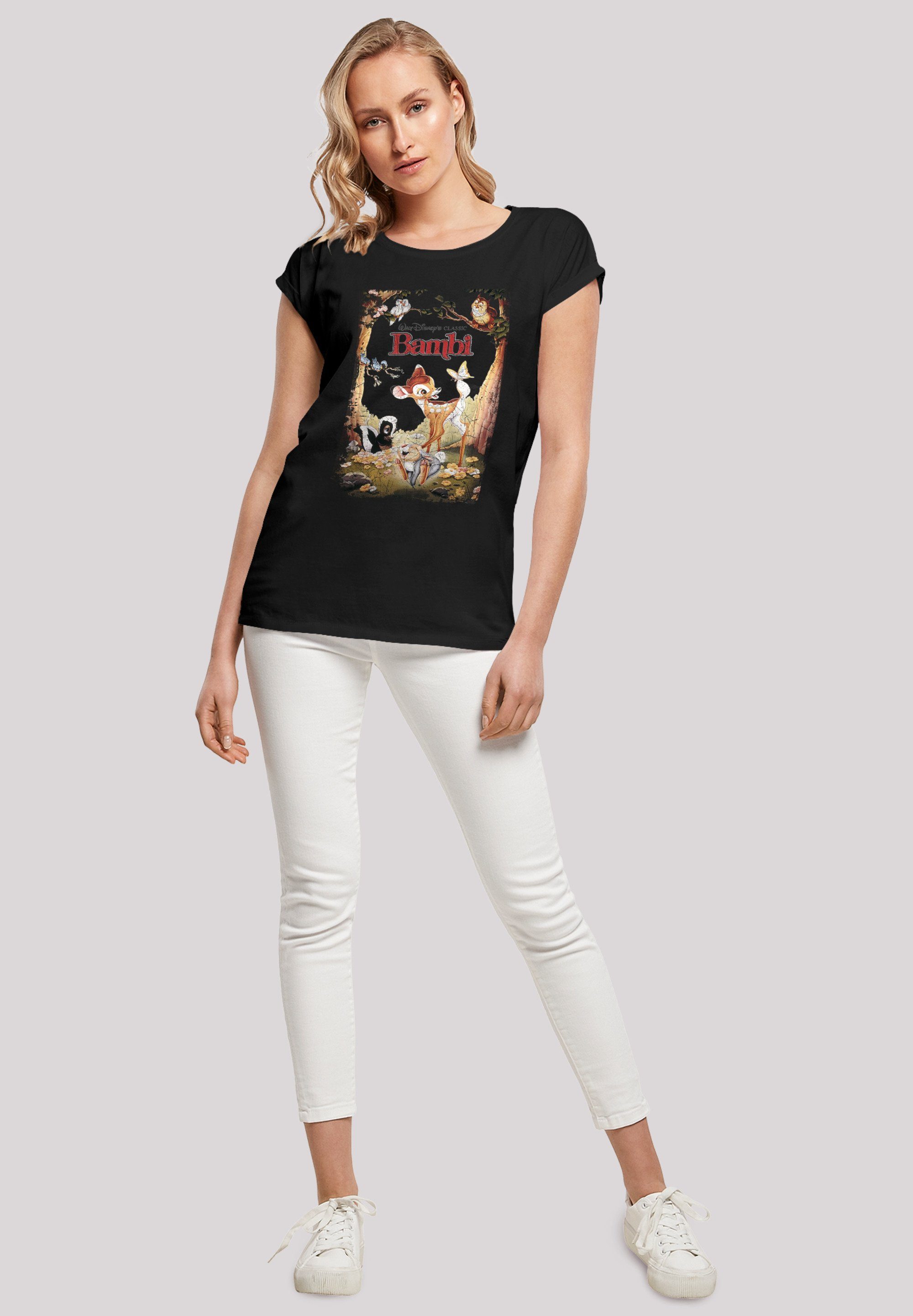 Poster T-Shirt Ärmel,Bedruckt F4NT4STIC Bambi Retro Damen,Premium Merch,Regular-Fit,Kurze Disney