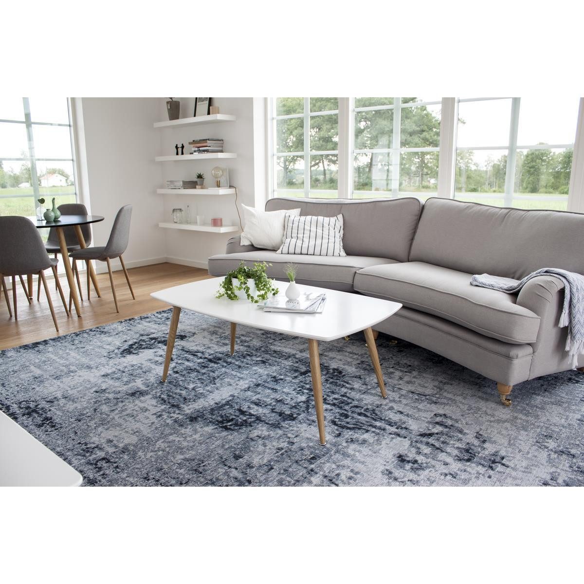 BOURGH Beistelltisch PLAZA Sofa Tisch 70x120cm - Couchtisch / Wohnzimmertisch in weiß