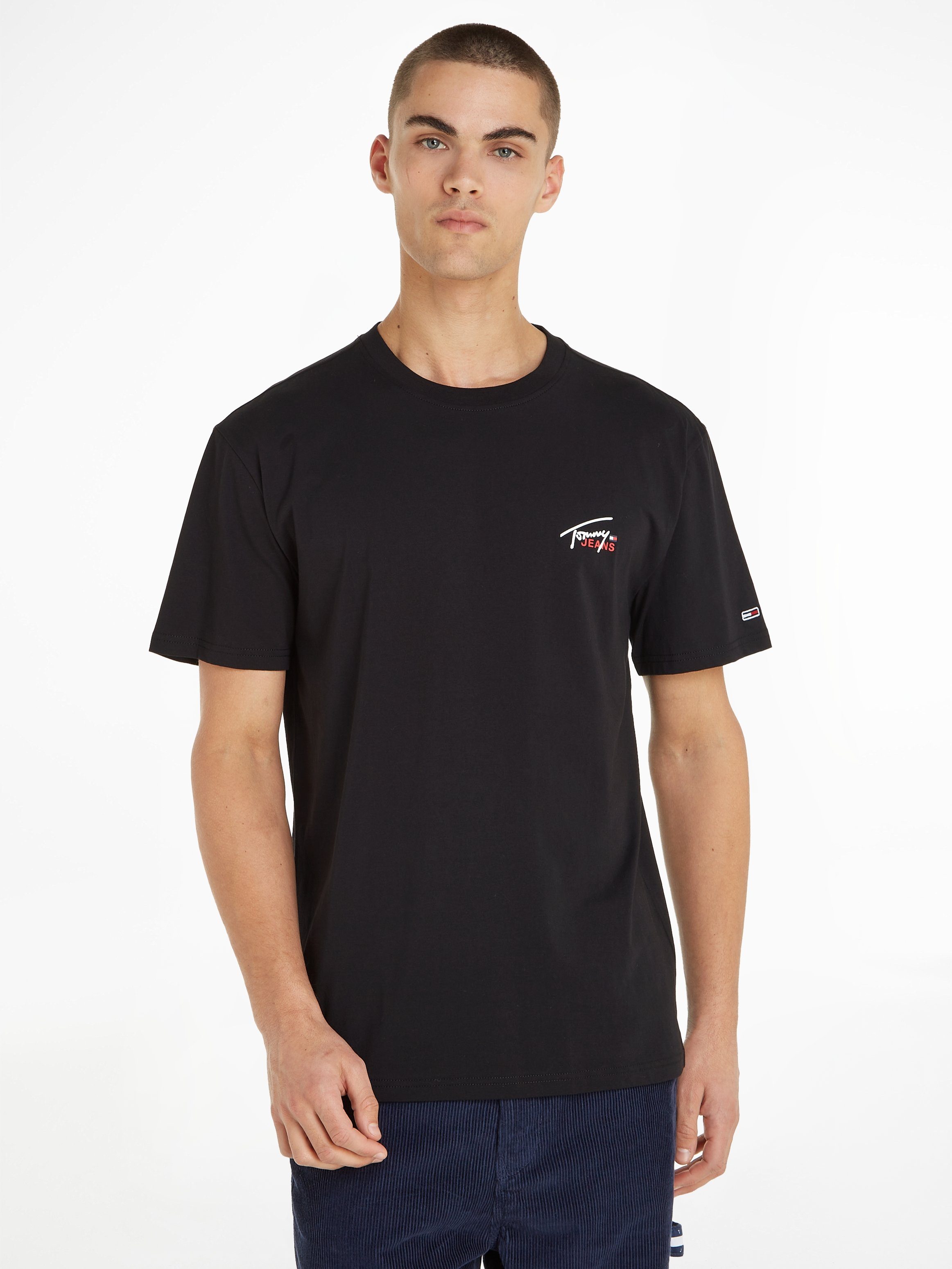 Black TJM Tommy FLAG T-Shirt SMALL TEE CLSC Jeans
