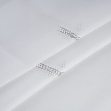 Gardine Gardinen auf Maß Scherli mit Muster Weiß Voile Gardine Vorhang Kräuselband Universalband, Asphald, Kräuselband (1 St), transparent