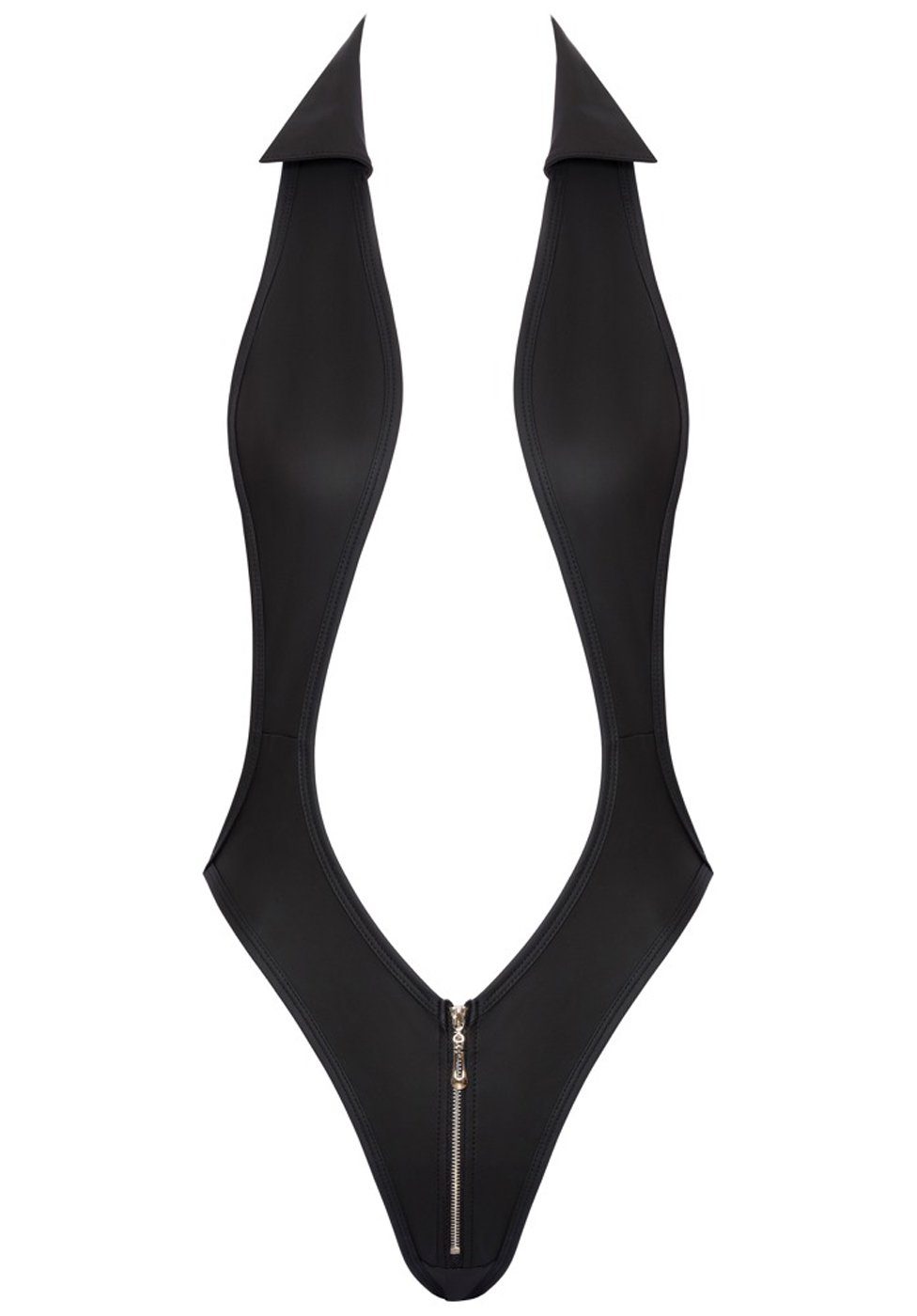 Cottelli Collection Body Wetlook Body mit tiefem Ausschnitt - schwarz (1-tlg) Reißverschluss im Schritt – Bild 5 von 5