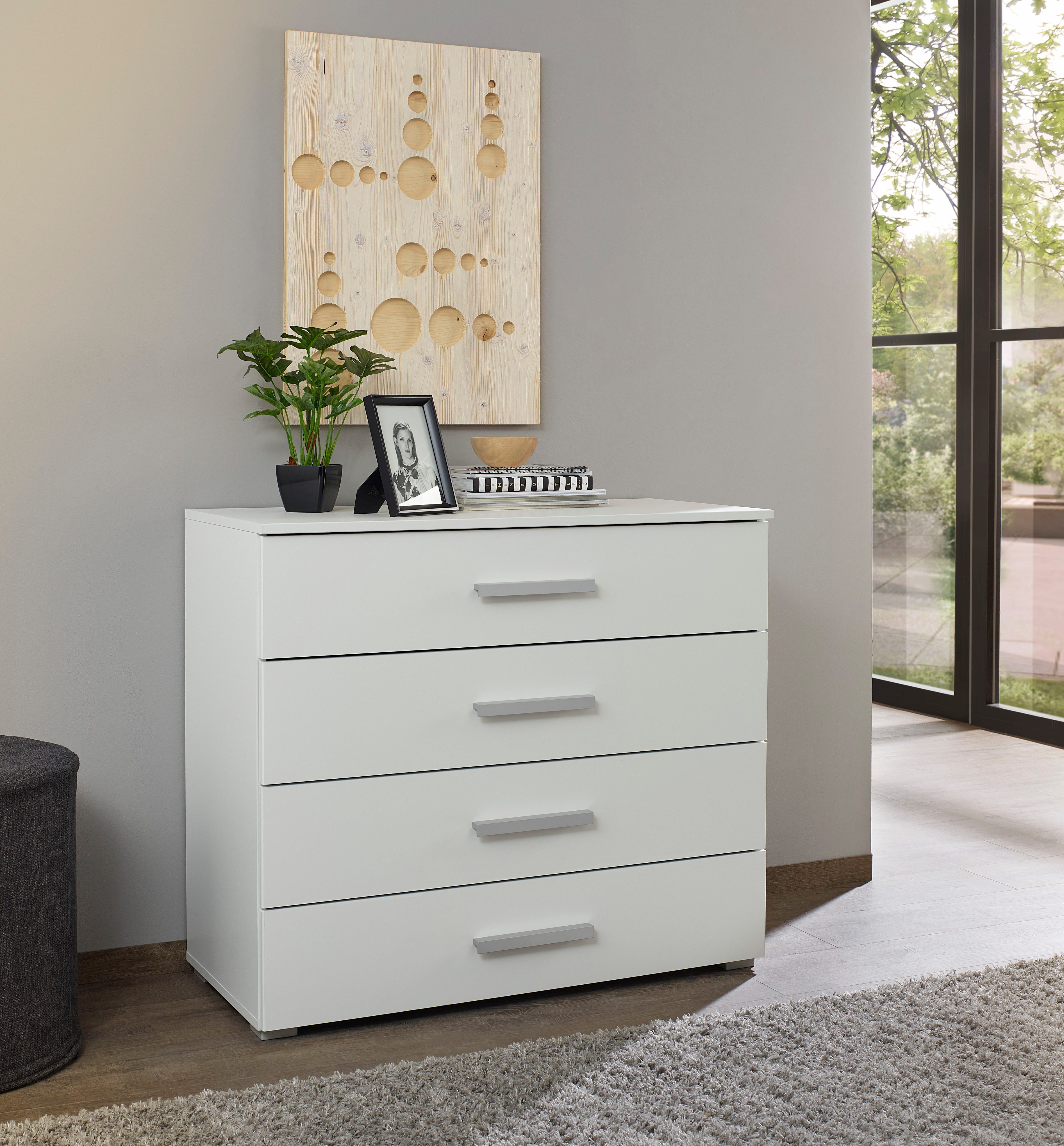 rauch Schubkastenkommode Sideboard Kommode Schubkastenkommode KOLUNA mit Dekorfront (Breite 80 cm), vier große und geräumige Schubladen mit viel Stauraum MADE IN GERMANY