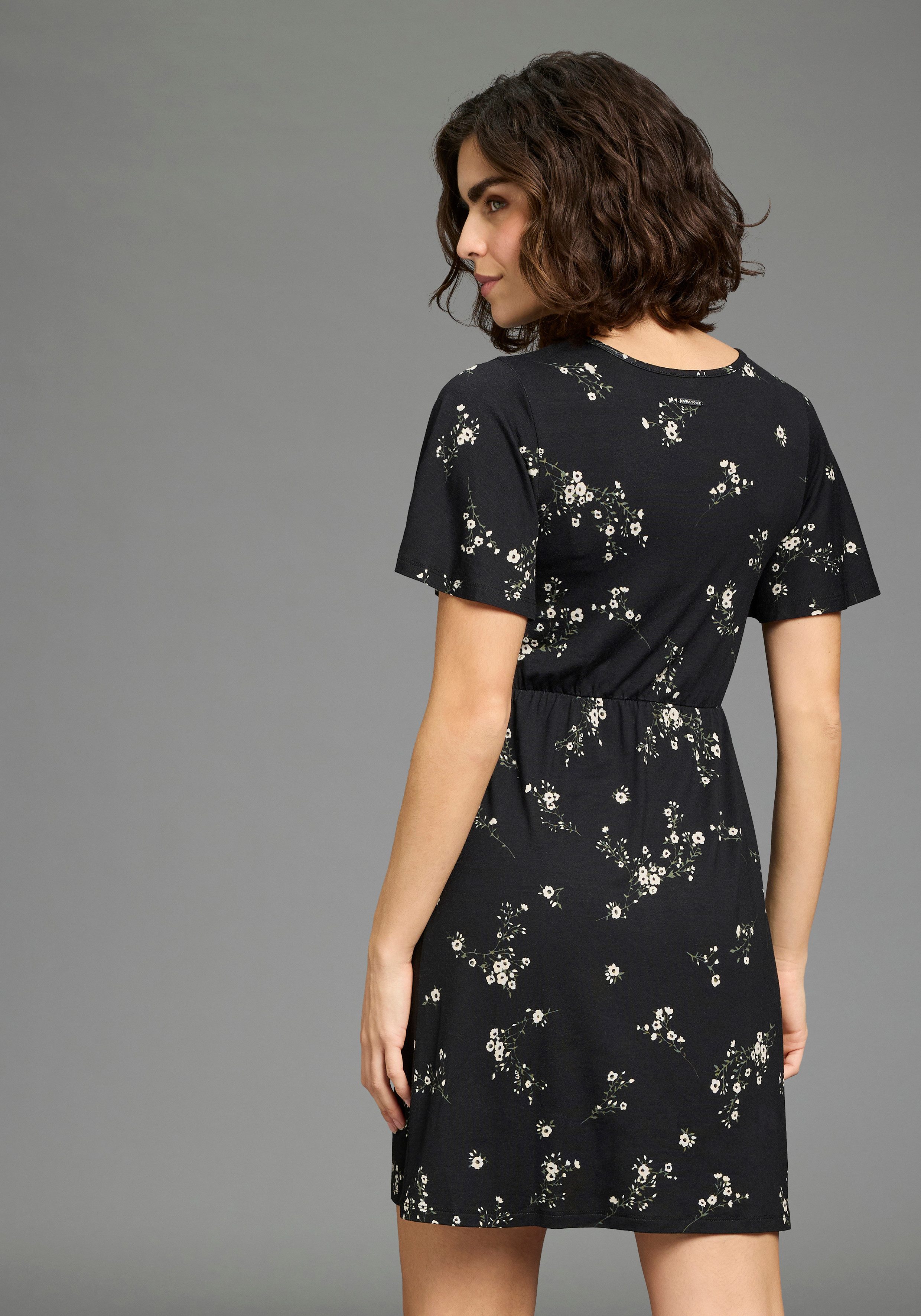 Laura Scott Sommerkleid mit betonter Taille, Kurzarm, geblümt