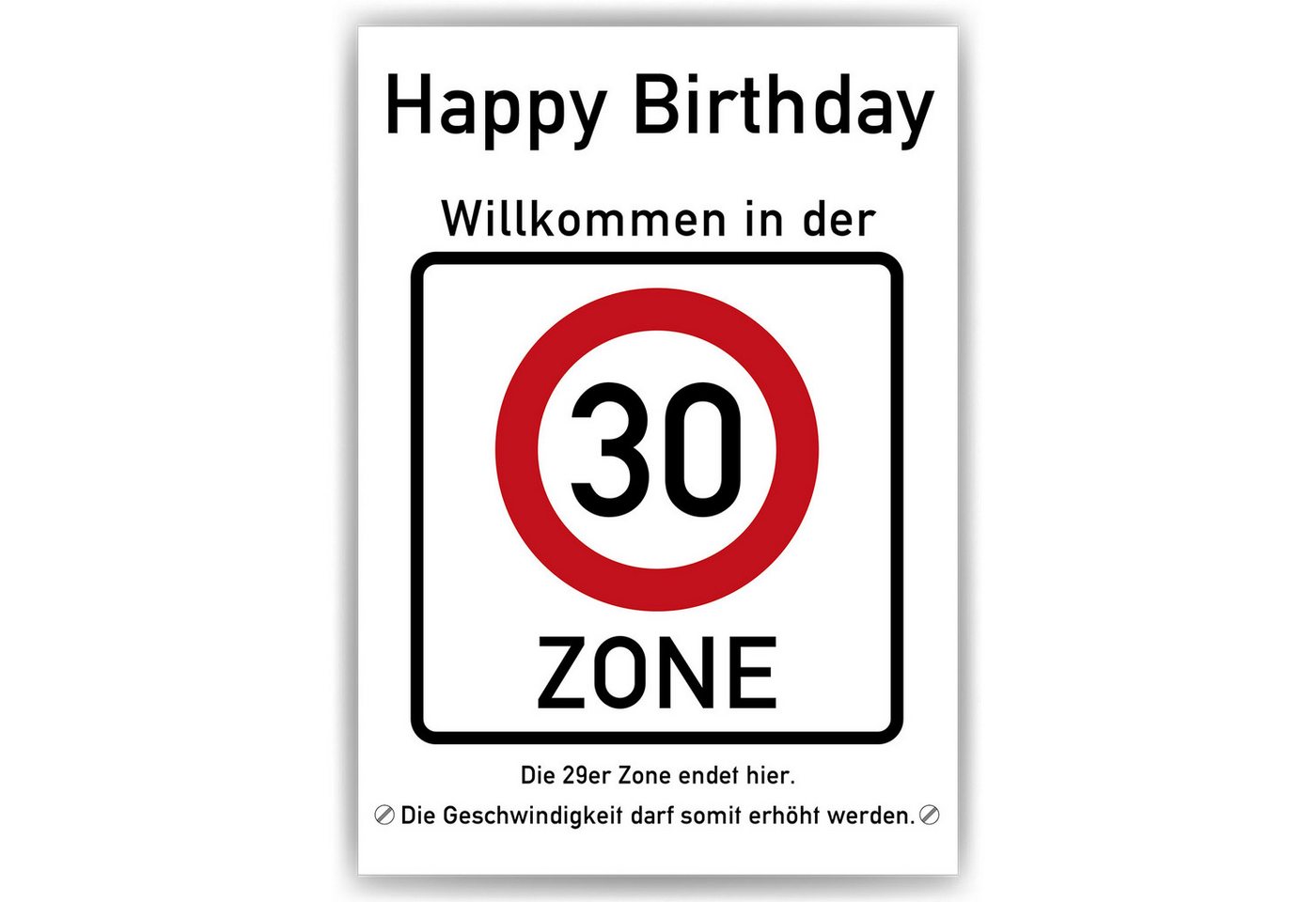 Tigerlino Poster 30. Geburtstag Geschenk Verkehrszeichen Karte Happy Birthday Deko Bild