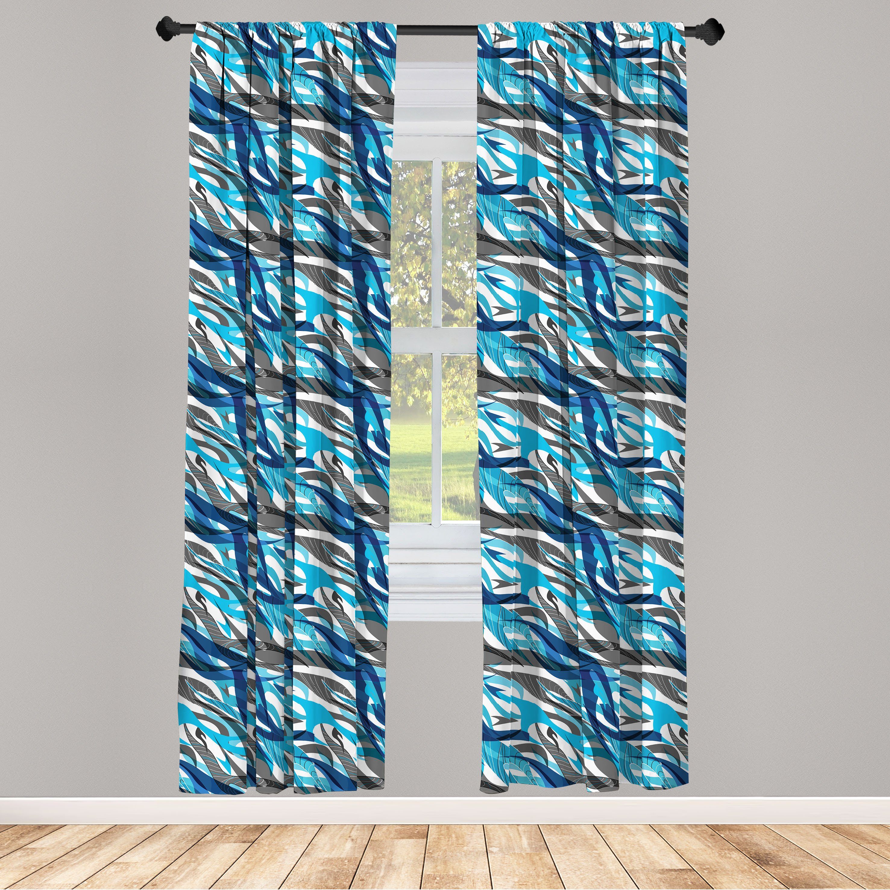 Gardine Vorhang für Wohnzimmer Schlafzimmer Dekor, Abakuhaus, Microfaser, Abstrakt Moderne Kunst Stripes