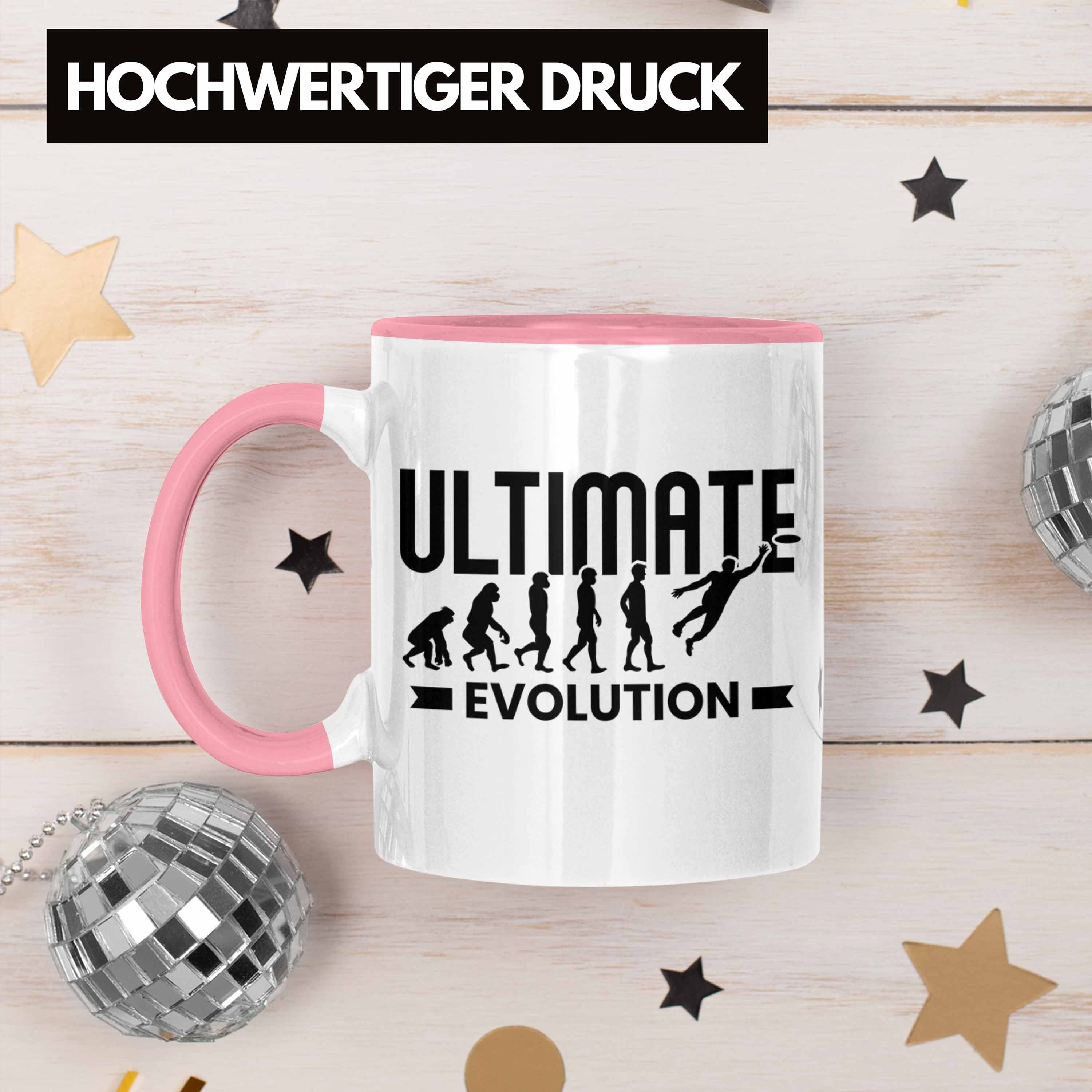 - Disc Tasse Evolution Frisbee-Spieler Ultimate Golf Frisbee Trendation Geschenk Geschenkidee Rosa Tasse Trendation