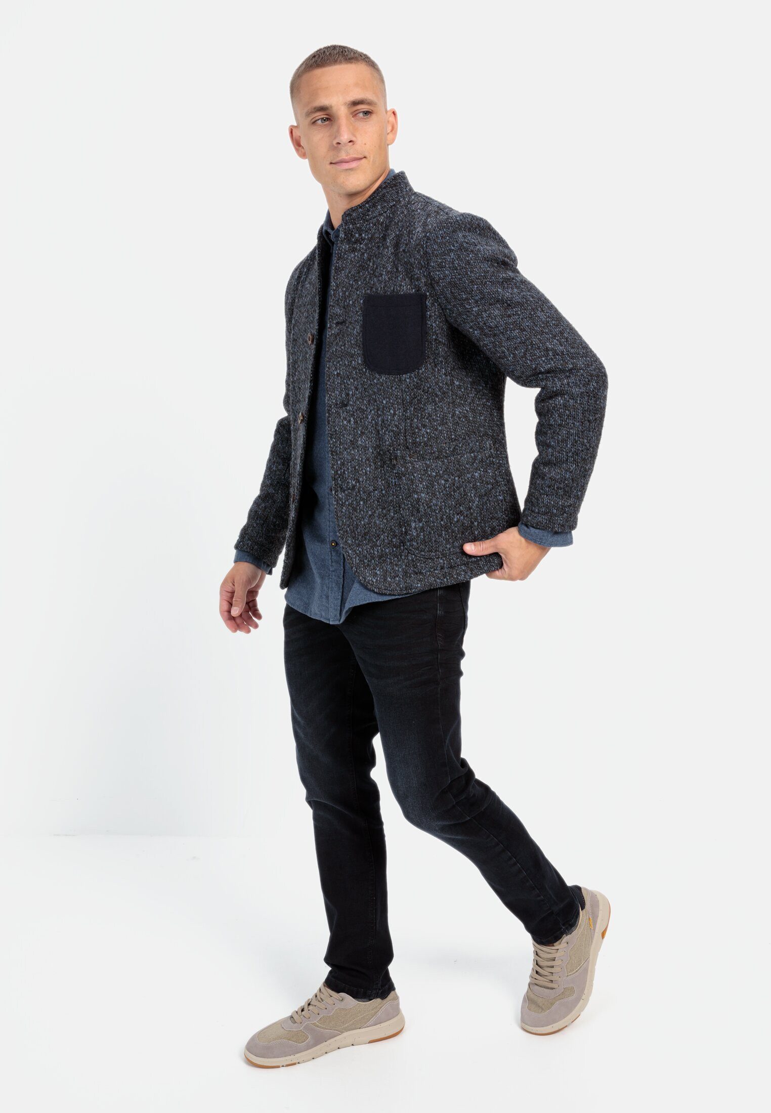 camel active Baumwollsakko mit Stehkragen Langarm Blazer_Jackenblazer