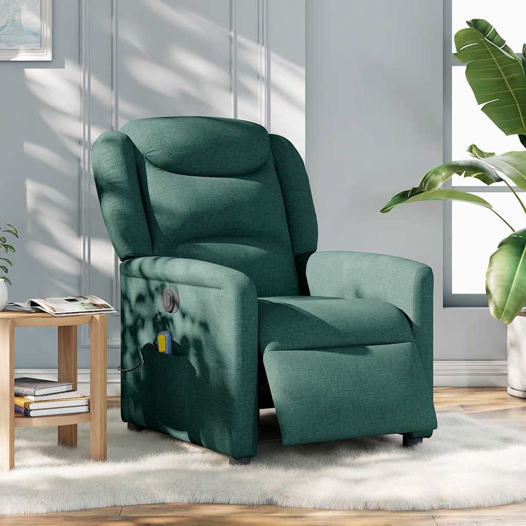 vidaXL Sessel Massagesessel Elektrisch Dunkelgrün Stoff günstig online kaufen