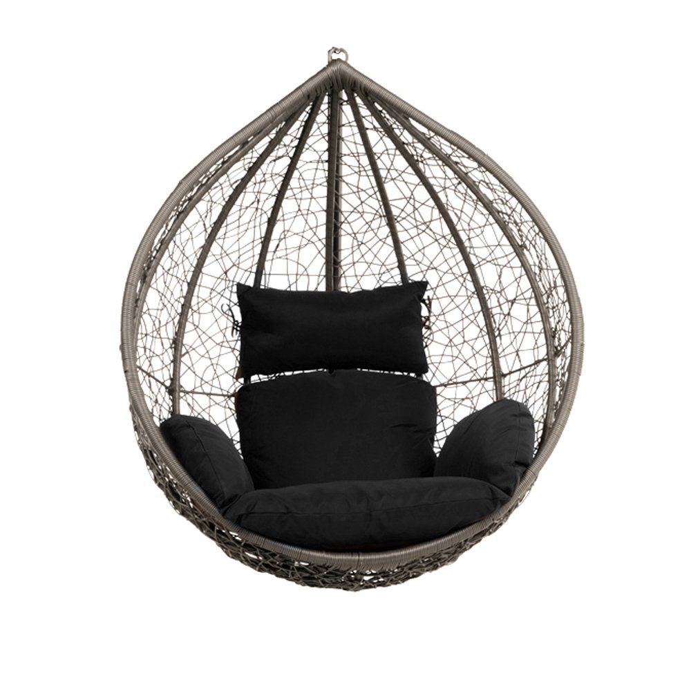 Hängesessel inklusive Nur Korb und Sitz-, Kissen), DELUXE HOME Rückenkissen schwarz (Set, Seiten- - Polyrattan und Hängesessel CIELO Korb