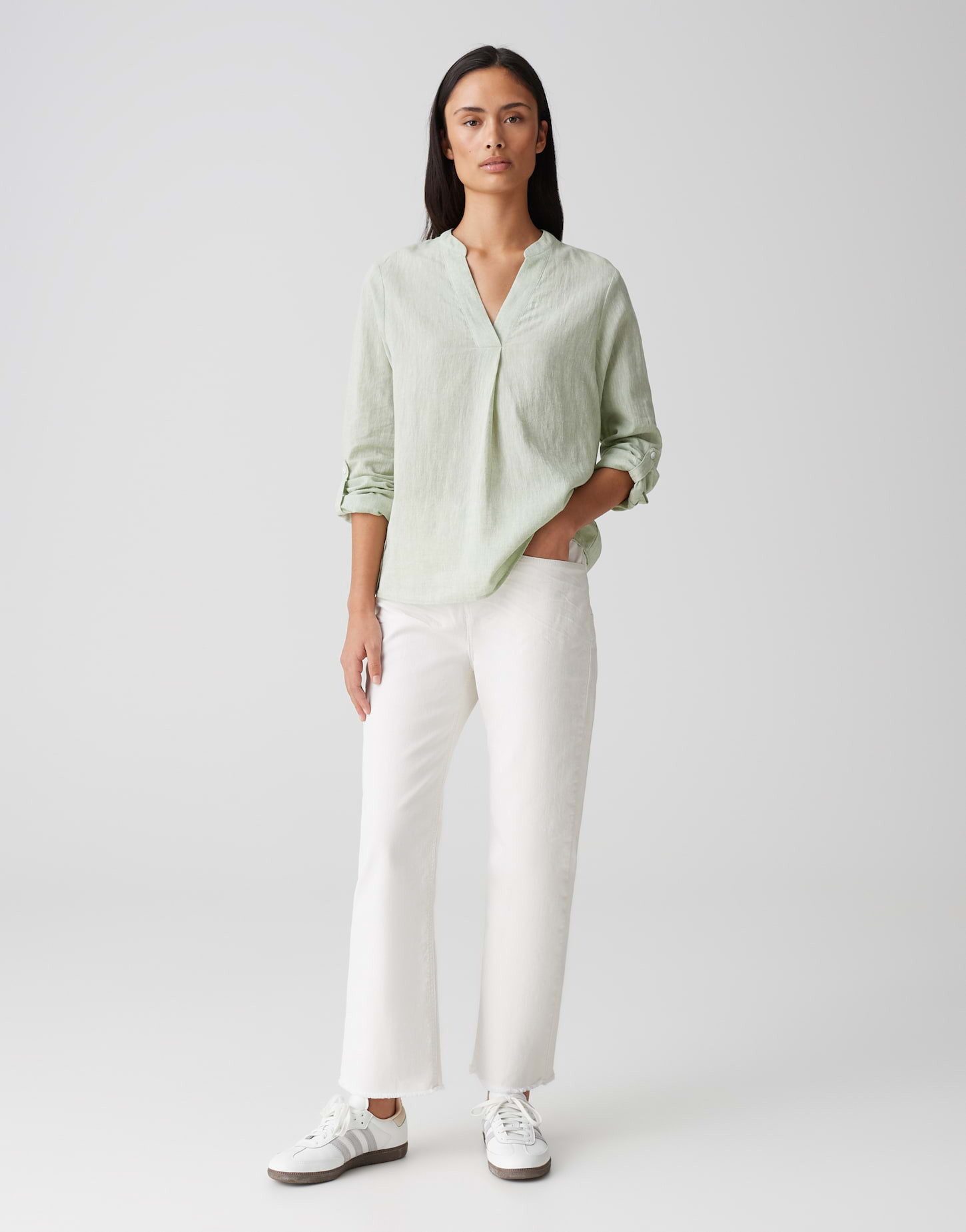 OPUS Langarmbluse FELENA Regular aus Leinen Mix