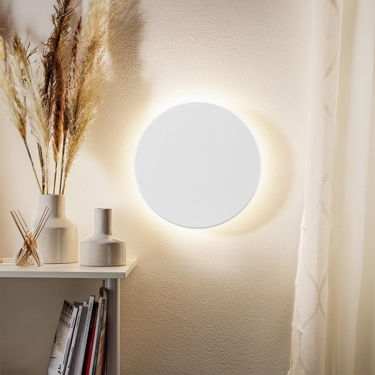 Braytron LED Wandleuchte Designer Wandlicht indirekte Beleuchtung 8W klein Ø12cm, LED fest integriert, Neutralweiß, Kaltweiß, Warmweiß, Energieeffizient, Flimmerfrei, Langlebig, Spritzwassergeschützt, 3CCT