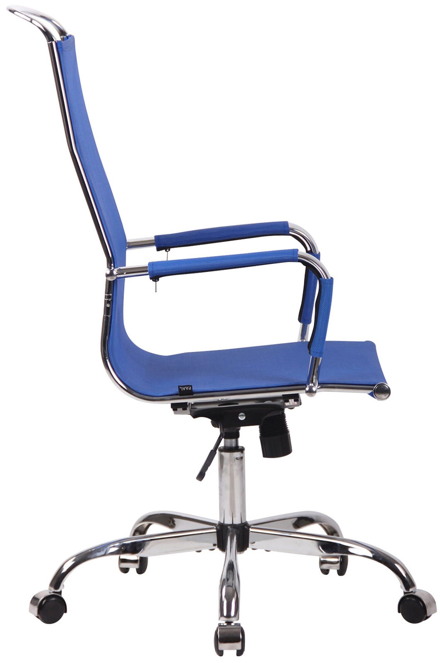 Metall - mit (Schreibtischstuhl, Chefsessel, Netzbezug Brand chrom TPFLiving ergonomisch Gestell: Rückenlehne Gamingstuhl), geformter Sitzfläche: bequemer blau Drehstuhl, Bürostuhl