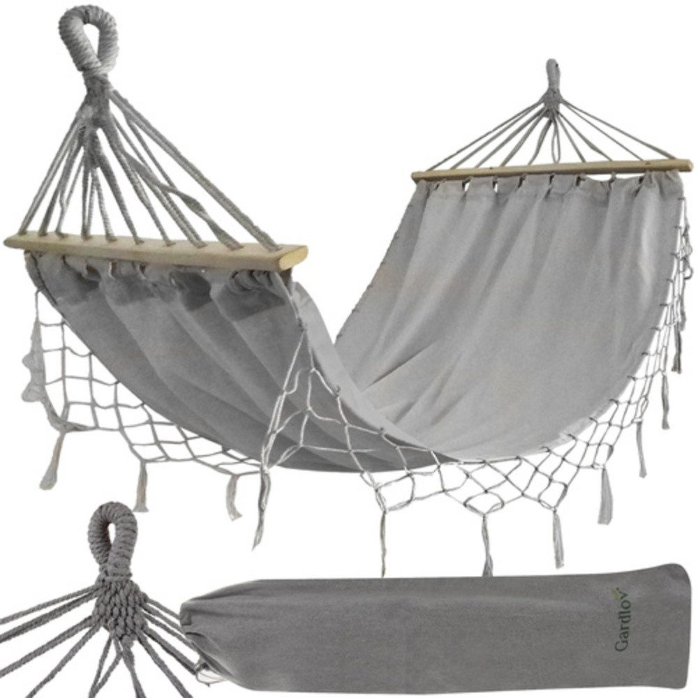 Gardlov Hängematte Doppel-Gartenhängematte Spreizstab (Spar-Set, zwei Personen), belastbar bis 250 kg, mit verstärkten Seilen
