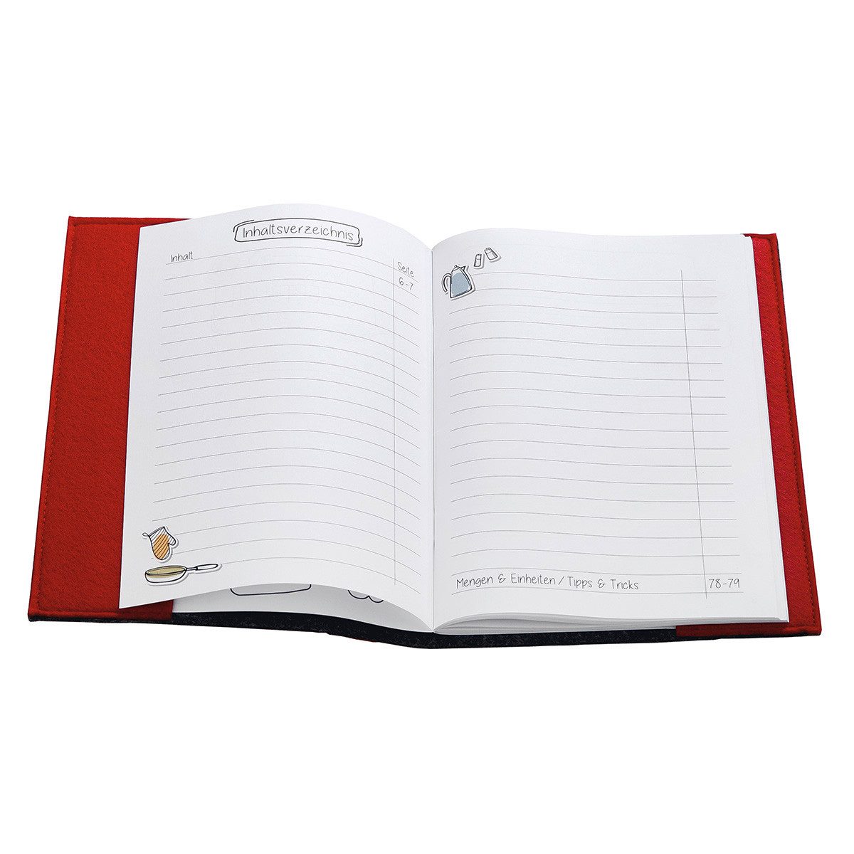 GILDE Notizbuch GEHEIMZUTAT LIEBE zum Selberschreiben A5 - Rezepte zum Backen Kochen, Rezepte Buch in Filz Einband mit Holz Kochlöffel