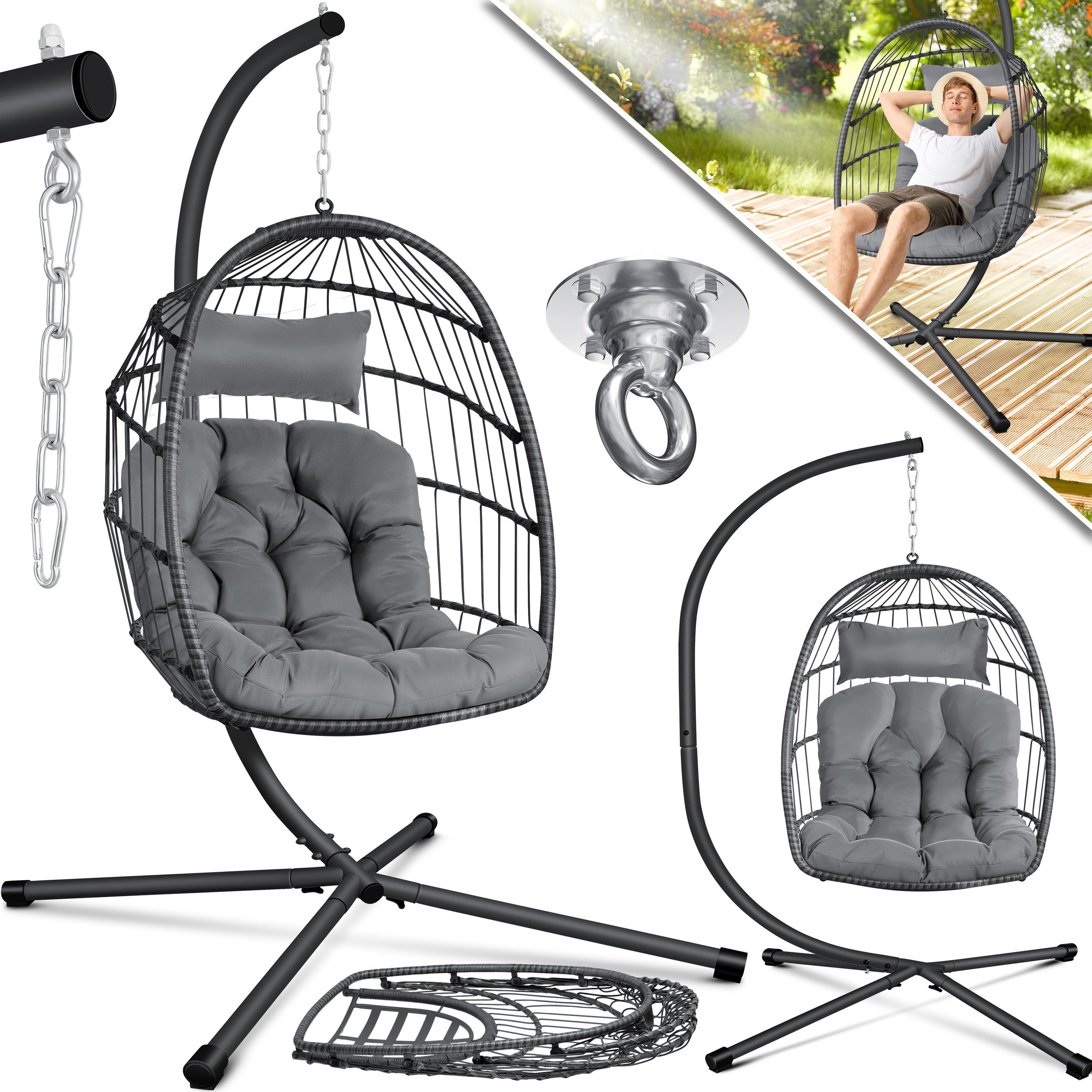 KESSER Hängesessel, Hängesessel Jungle mit Gestell Stahl Hängekorb Sessel günstig online kaufen