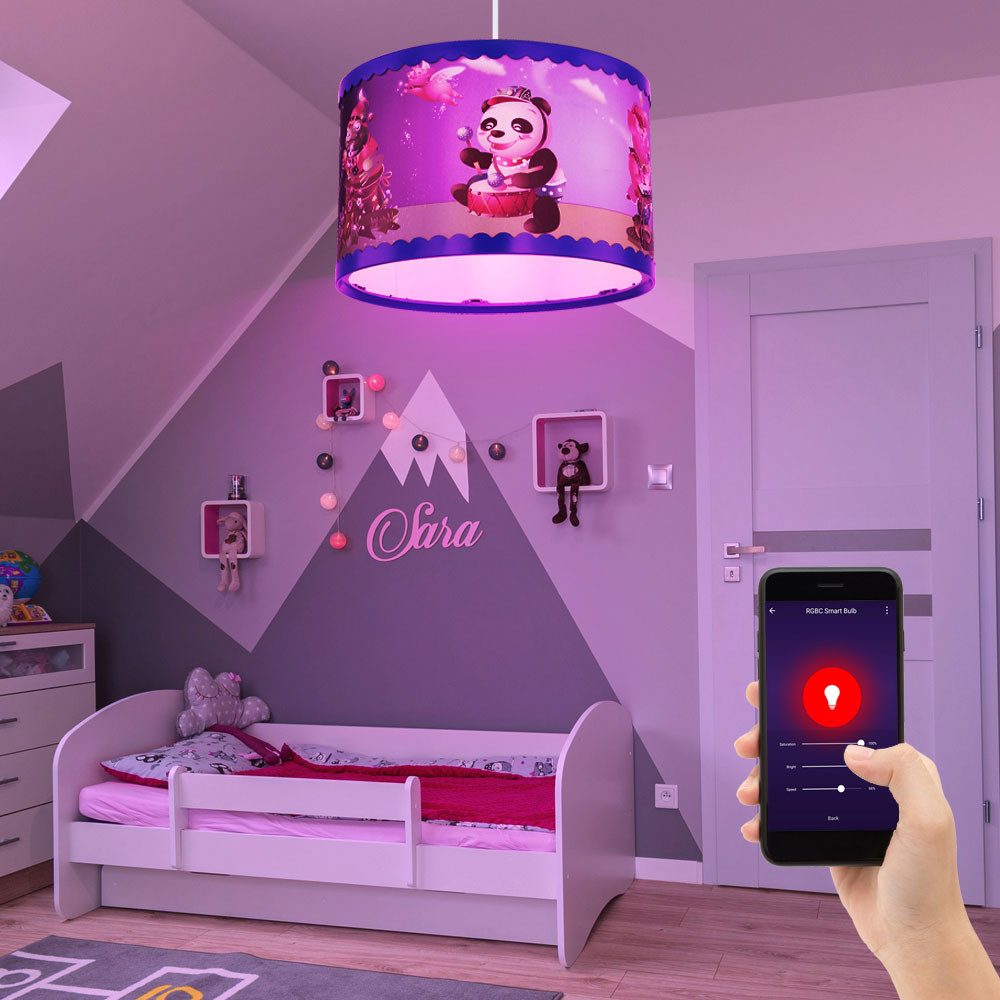 GLOBO LIGHTING Smarte LED-Leuchte, Leuchtmittel inklusive, Warmweiß, Neutralweiß, Tageslichtweiß, RGB LED Hängelampe Kinderzimmerleuchte Smart Tier Motive bunt H 120 cm