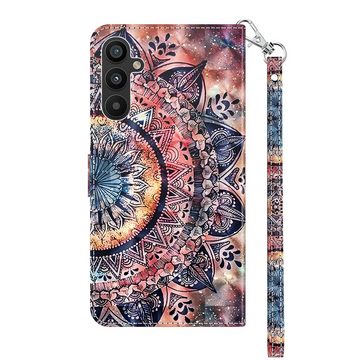 CLM-Tech Handytasche für Samsung Galaxy A34 5G Hülle Tasche aus Kunstleder Klapphülle (Malerei Blume bunt, Handyhülle Wallet Flip Case Cover Etui), Schutzhülle mit Standfunktion, Kartenfächer, Magnetverschluss