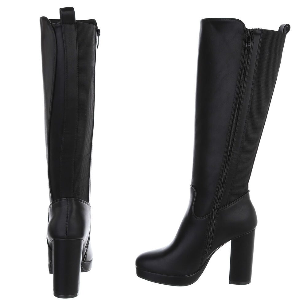 Ital-Design Elegante Stiefel mit Blockabsatz für Damen, vielseitig und modern High-Heel-Stiefel (90927515) Blockabsatz Stiefel in Schwarz – Bild 5 von 5