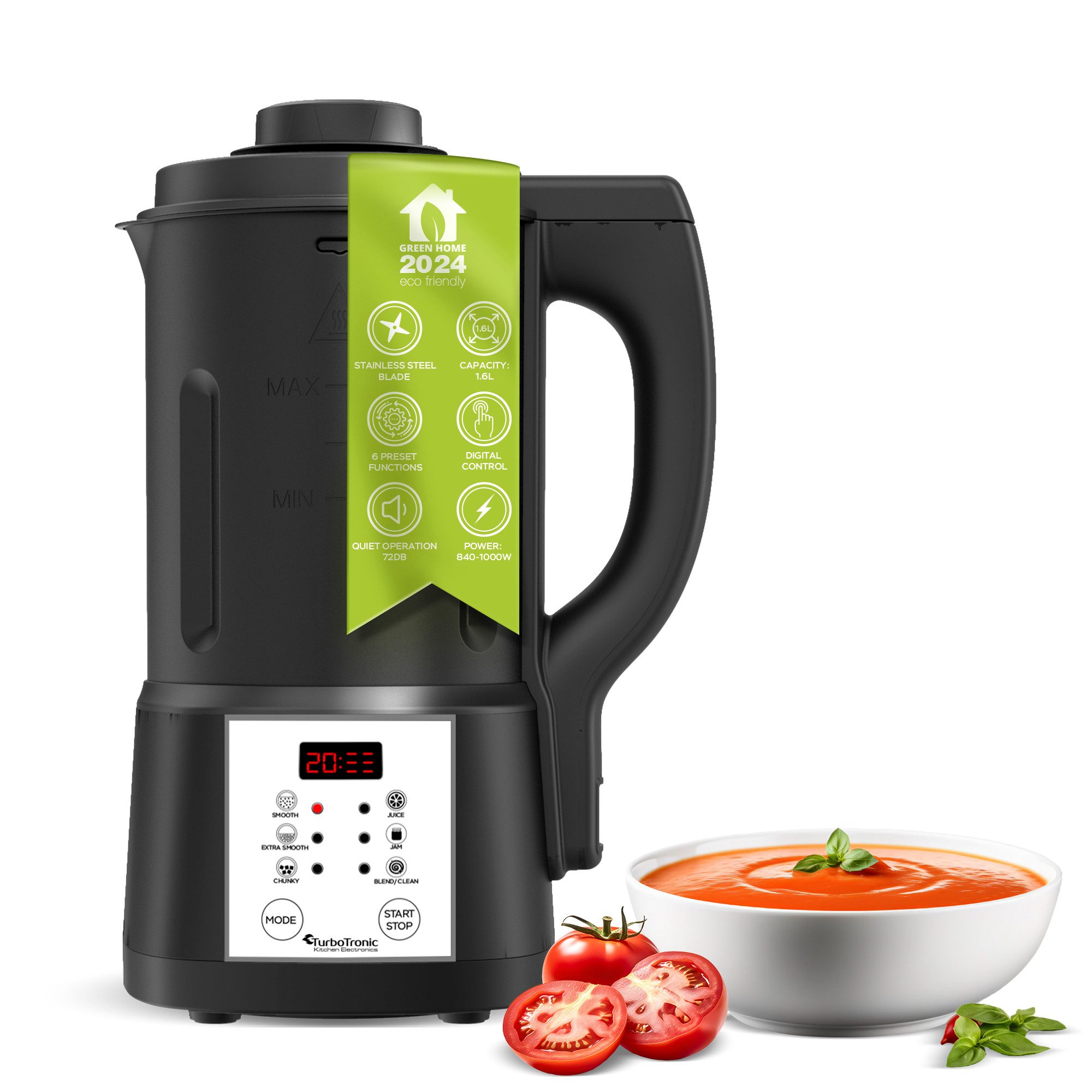 TurboTronic by Z-Line Multikocher FreshSoup, 1000 W, 1.6 l Schüssel, für Babynahrung, Zuhause, Büro & Singles, Soup-Maker, Suppenautomat