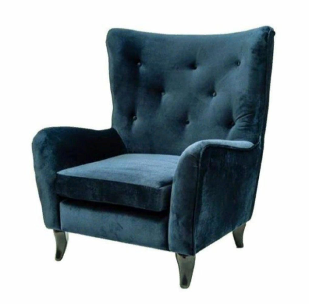 Chesterfield Blau Samt Chesterfield-Sessel, Couchen Textil Moderne Möbel Stoff Wohnzimmer JVmoebel Sessel