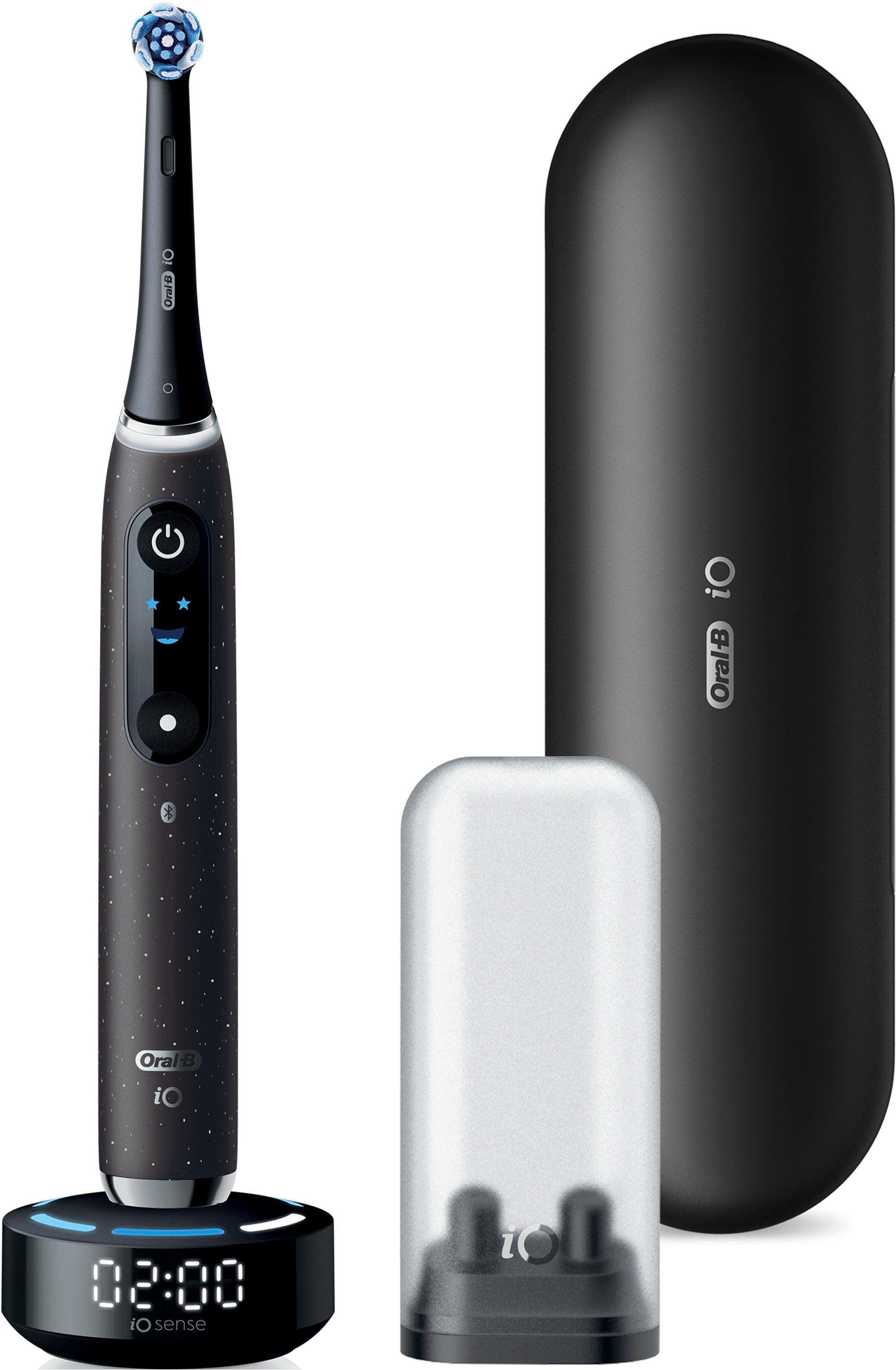 Oral-B Elektrische Zahnbürste Oral-B iO Series 10, Aufsteckbürsten: 1 St., 1 Aufsteckbürste, Aufsteckbürstenhalter, Lade-Reise-Etui, iO Sense Zahnputz-Coach, Schnellladestation, Langanhaltender Akku