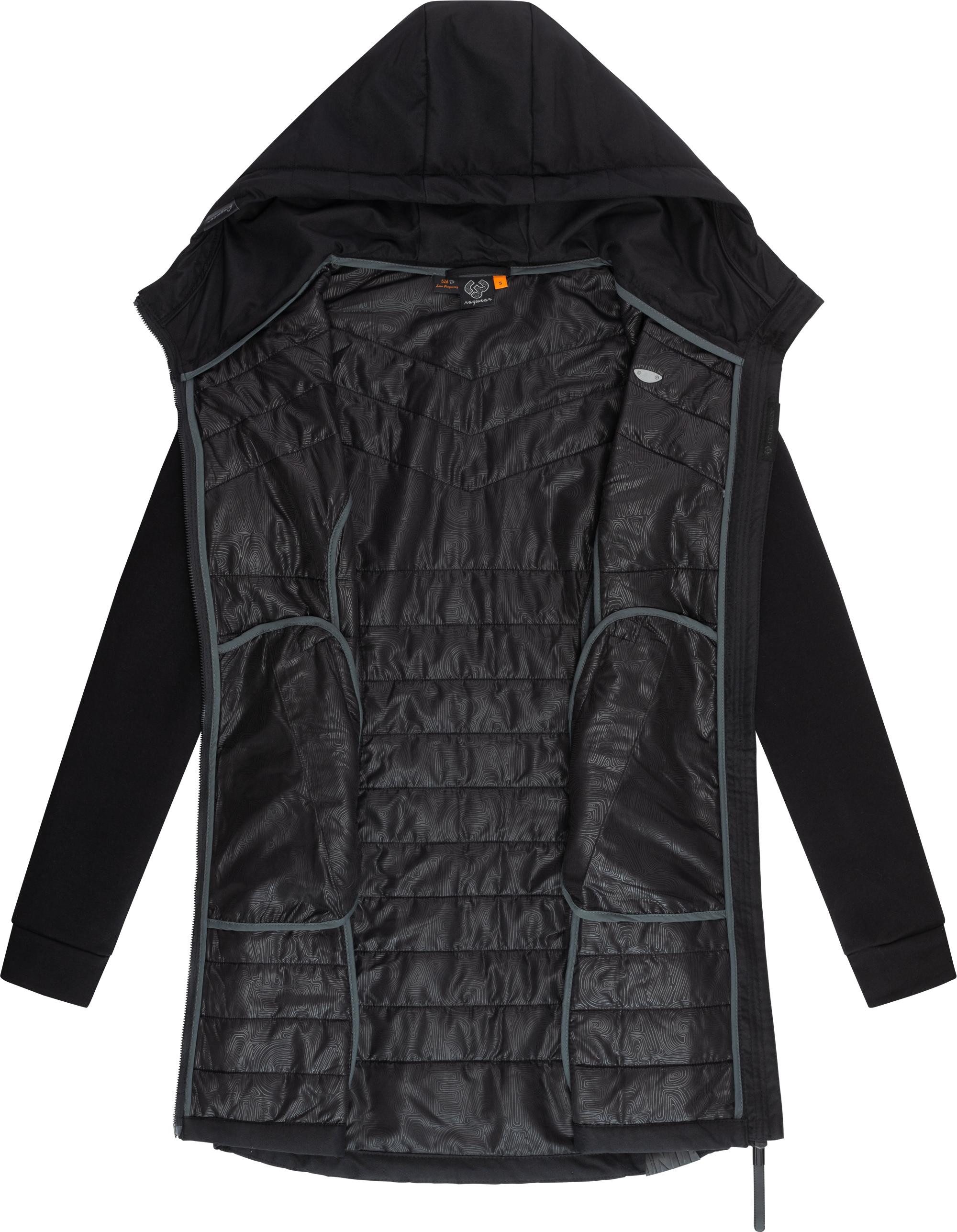 Ragwear Steppmantel Lucinda Long Mantel aus modernem Materialmix mit Kapuze