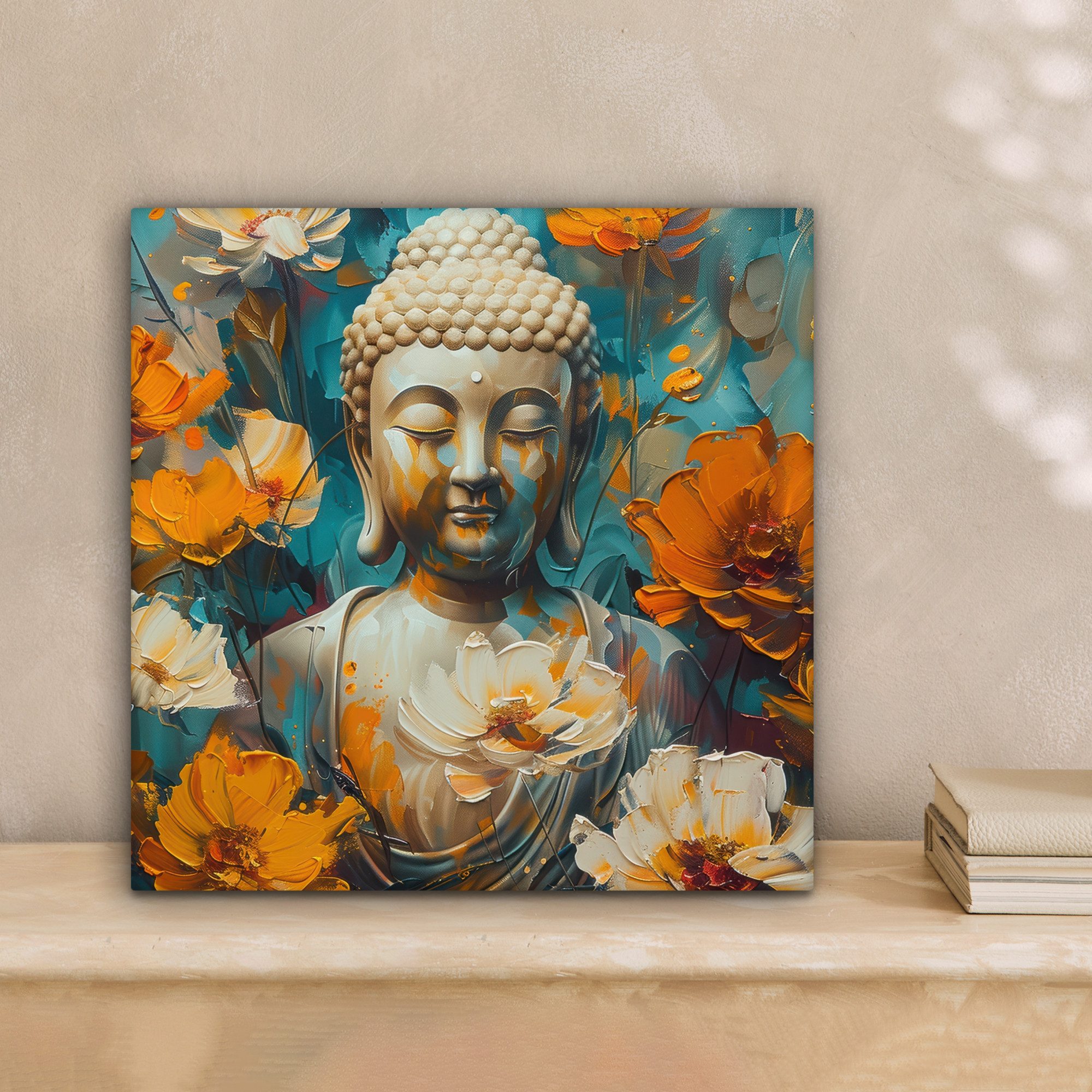 OneMillionCanvasses® Leinwandbild Buddha - Blume - Farbenfroh - Modern, Fot günstig online kaufen