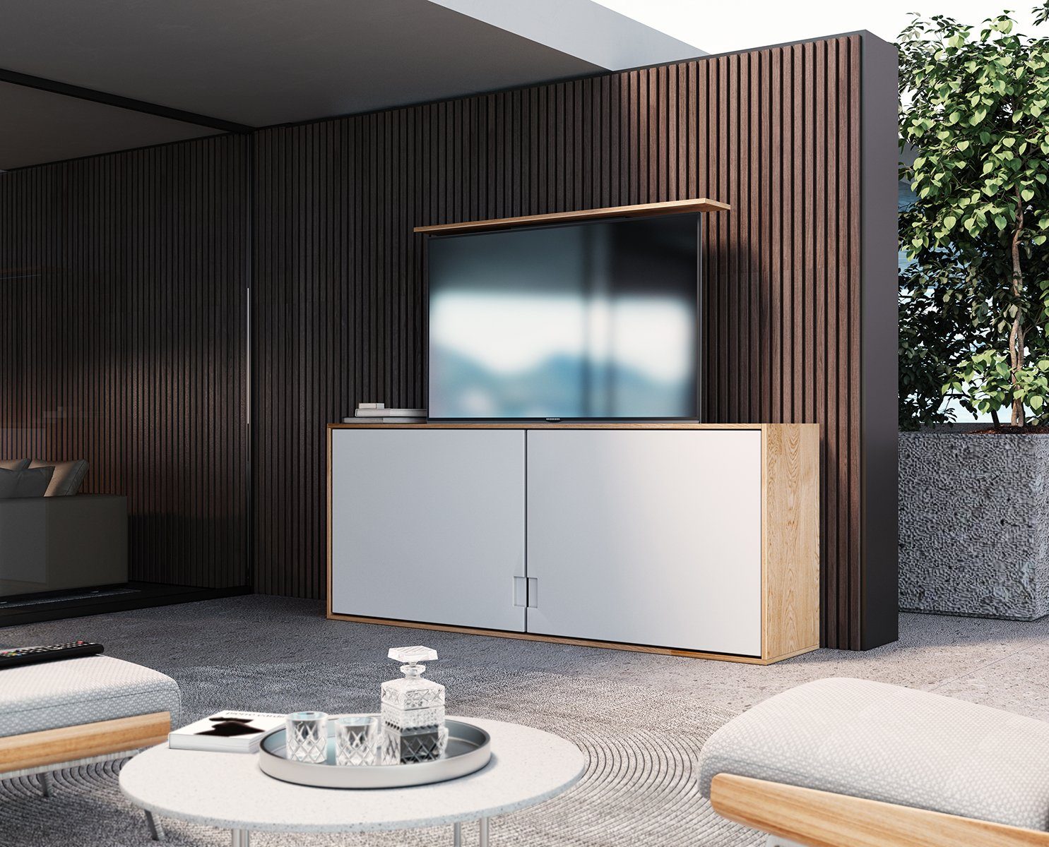 my wall TV-Ständer HP63-2AL, (bis 80 Zoll, TV Lift per Sprachsteuerung, App oder Fernbedienung)