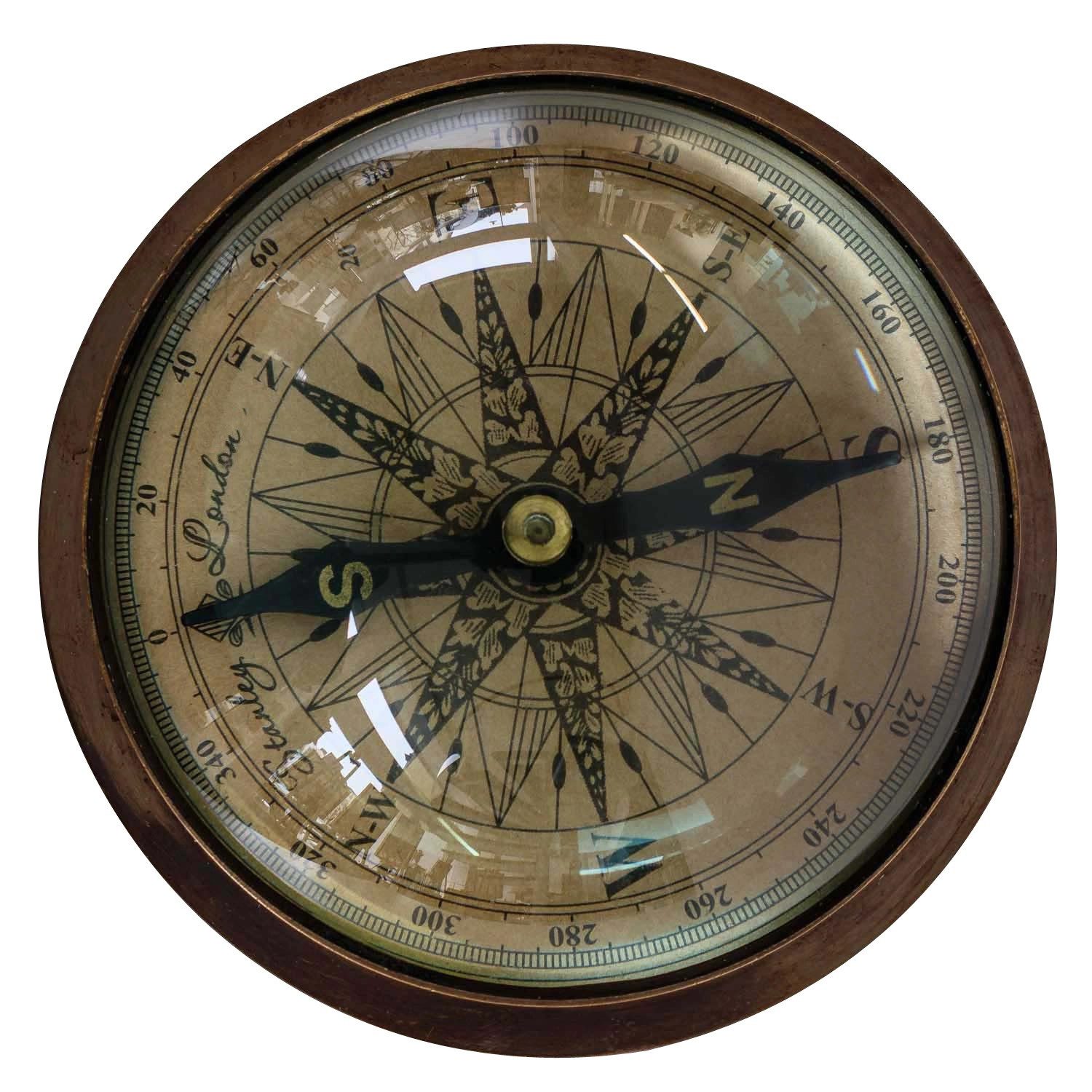 Dekoobjekt Kompass Maritim Schiff Dekoration Navigation Messing Glas Antik-Stil -