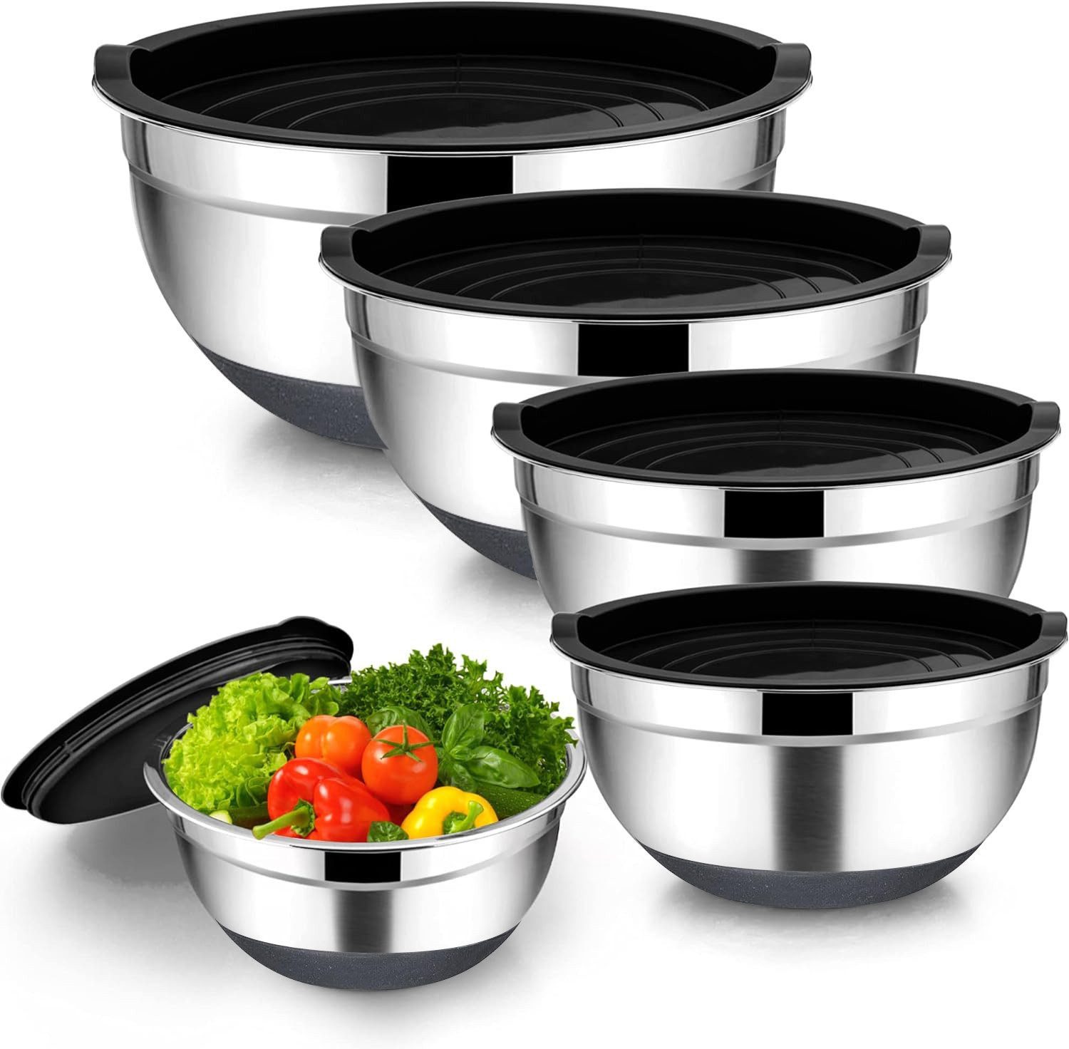 Rührschüssel Schwarz Edelstahl Schüssel Salatschüssel Set