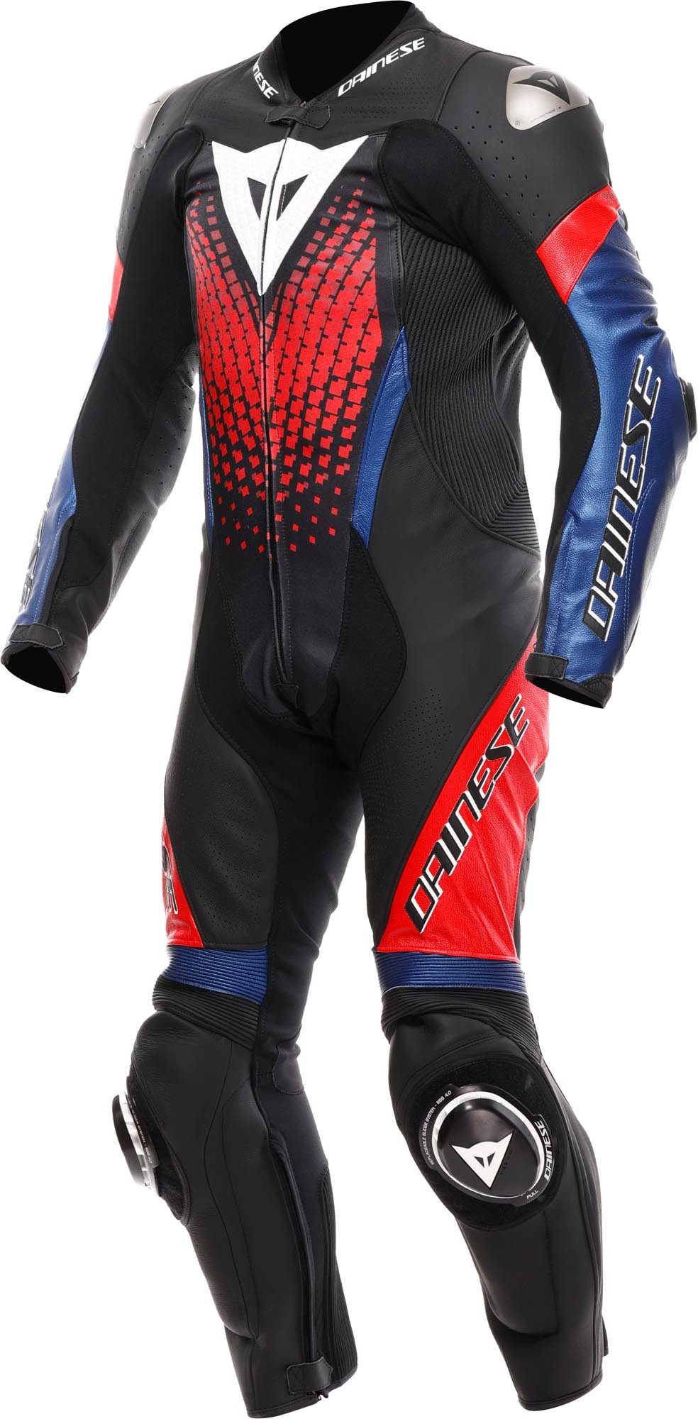 Dainese Motorradkombi Laguna Seca 6 perforierte 1-Teiler Motorrad Lederkombi vorbereitet für Trinksystem,Ellenbogenprotektoren enthalten,Hüftp
