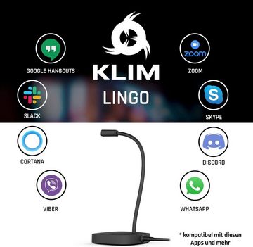 KLIM Standmikrofon Lingo (Packung), USB-Desktop-Mikrofon für PC und Mac, Mit Stummschalttaste