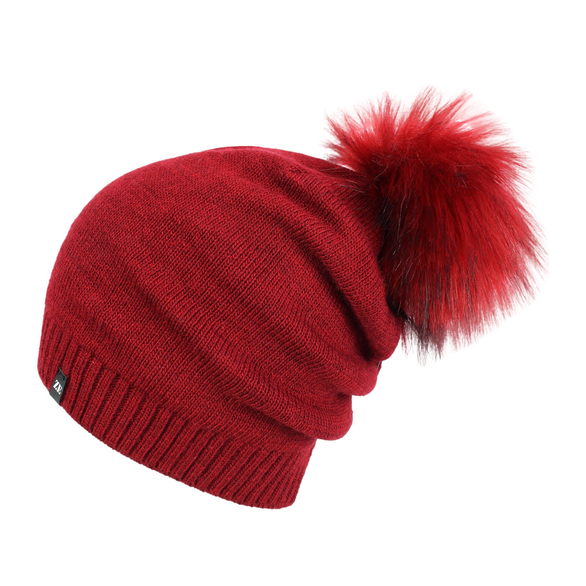 ZEBRO Strickmütze Mütze "ISA" mit Kunstfellbommel Kunstfellbommel günstig online kaufen