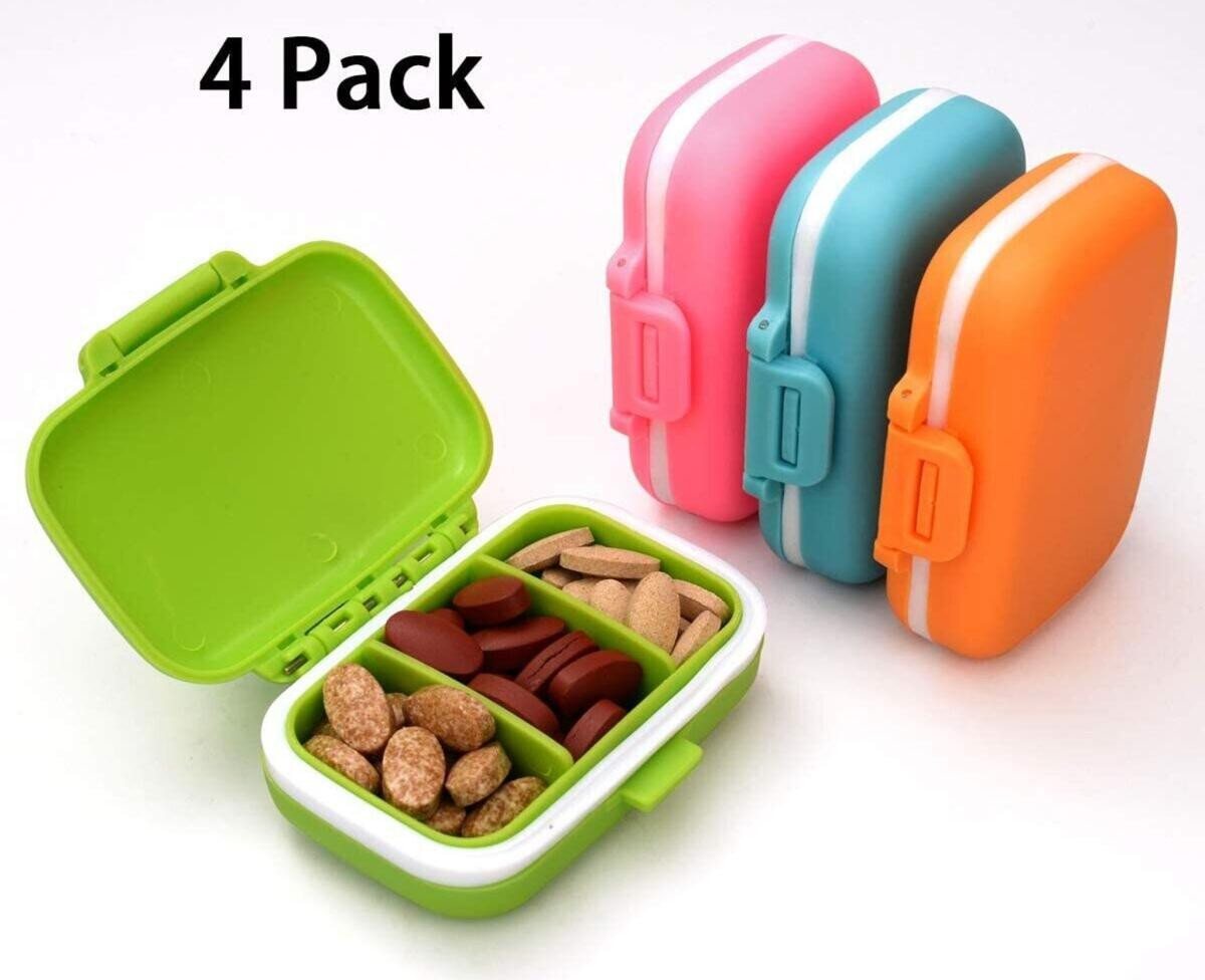 FELIXLEO Pillendose Pillenbox Klein 3 Fächer Tablettenbox für Reise (4 St)