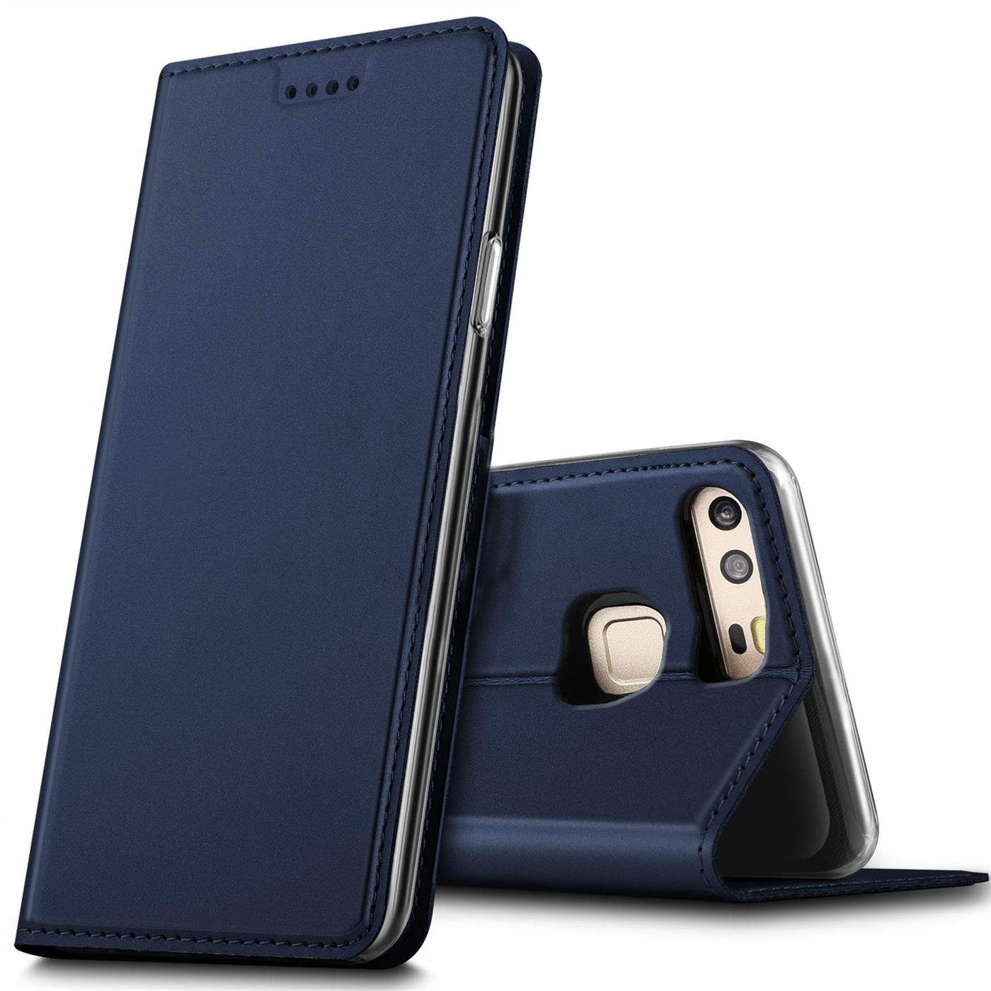 CoolGadget Handyhülle Klapptasche Wallet Kartenfach für Huawei P9 5,2 Zoll, Ultra Slim Flip Case Hülle Klapphülle Cover Schutzhülle