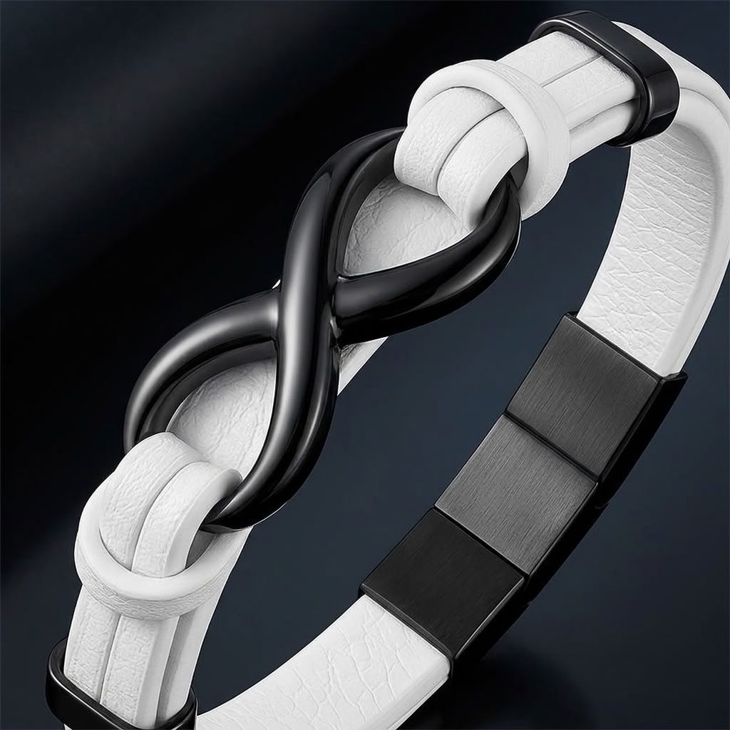 UNIQAL.de Lederarmband Unendlichkeit Leder Armband "INFINITY" Herren (Edelstahl, Echtleder, Casual Style, Handgefertigt), Designed in Germany – Bild 3 von 5