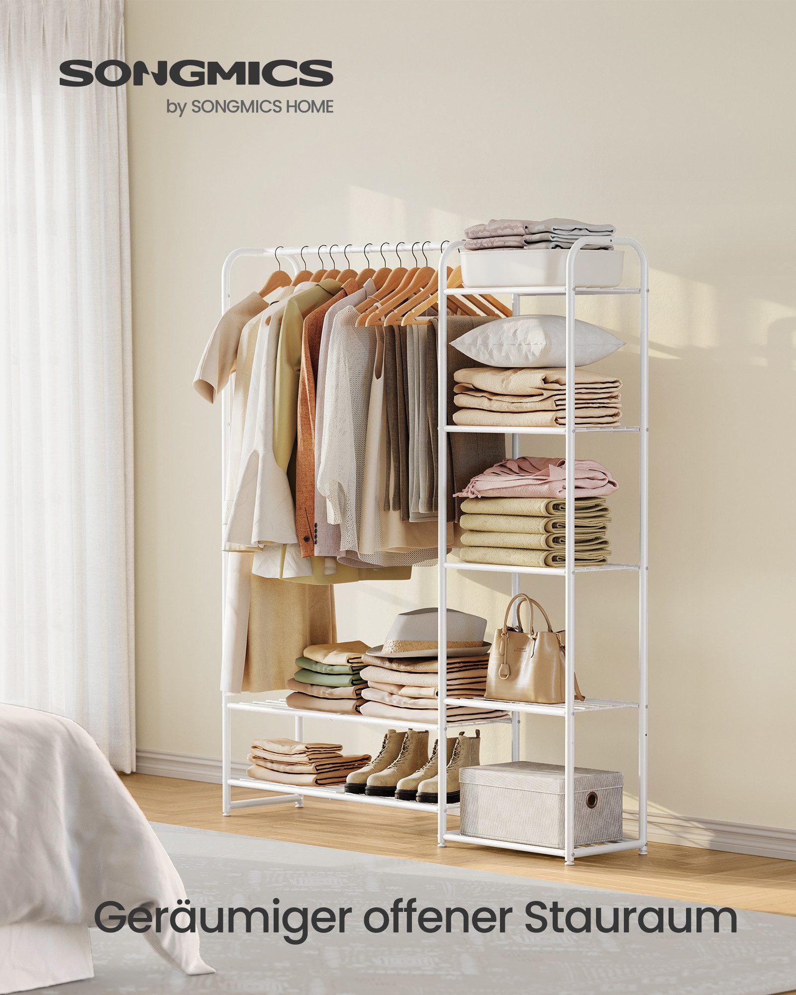 SONGMICS Kleiderständer offener Kleiderschrank, Garderobenständer mit Ablag günstig online kaufen