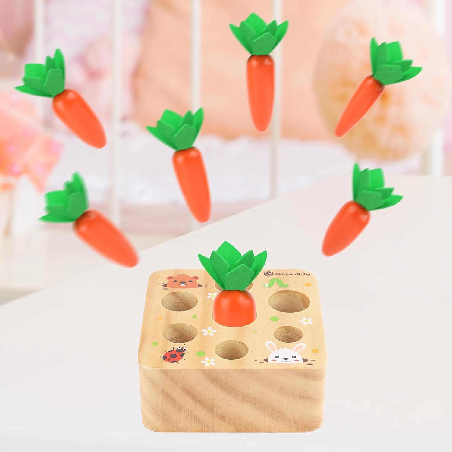 LaCute Lernspielzeug Holzspielzeug Karottenernte ab 18 Monaten – Montessori Sortierspiel (Holz-Sortierspielzeug für Kleinkinder, Holzspielzeug Karottenernte zur – Bild 4 von 5