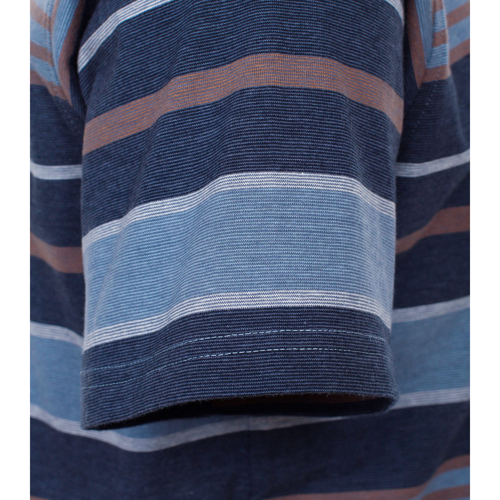 CASAMODA Rundhalsshirt CasaModa XXL T-Shirt blau-braun Melangestreifen