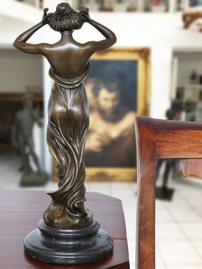 Aubaho Skulptur Bronzeskulptur Nymphe Frau im Antik-Stil Bronze Figur 34cm