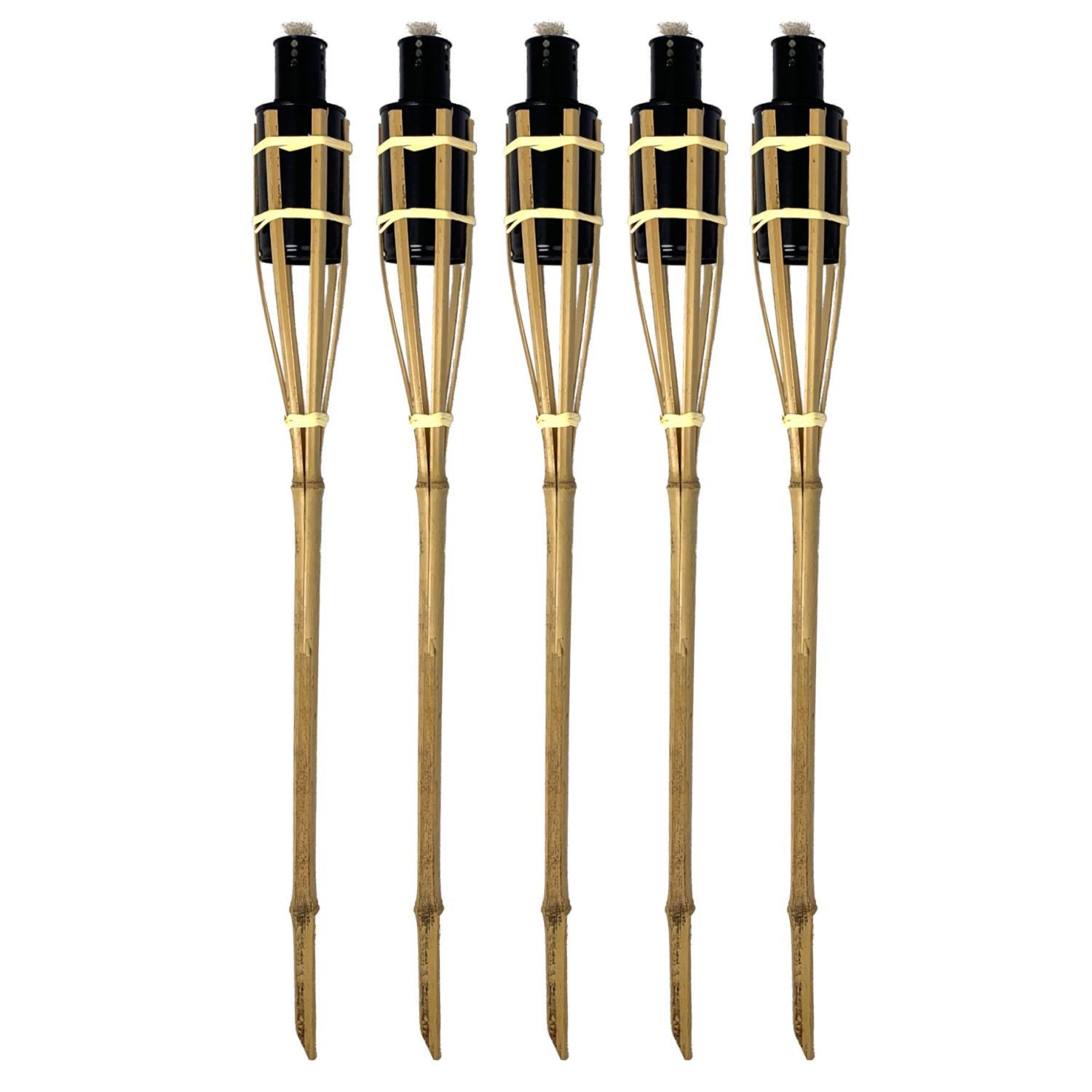 Moritz Dekoobjekt 5x Gartenfackeln 90 cm braun, Outdoor Fackel für Garten Gartendeko Ölfackel Bambusfackeln