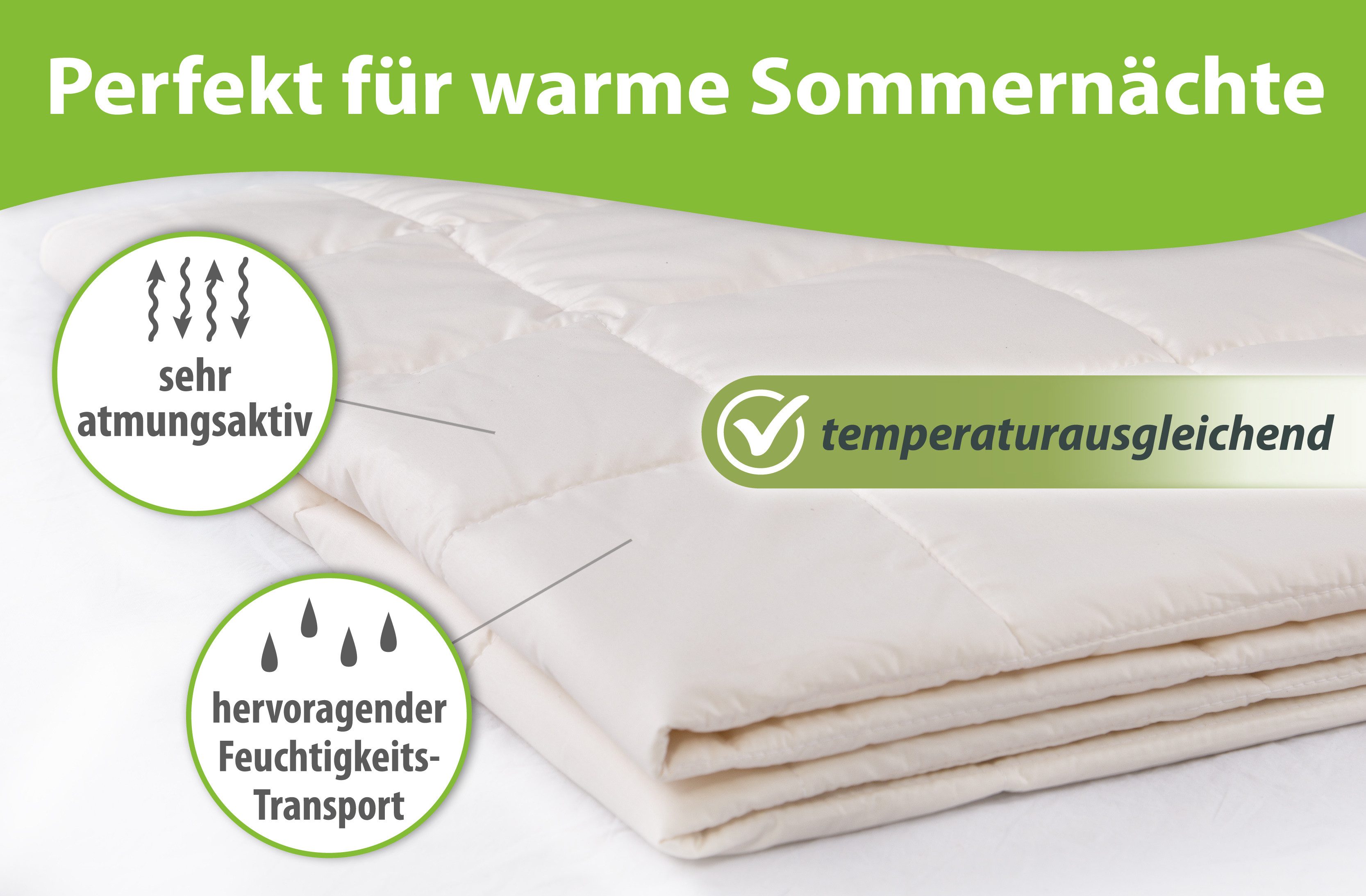 franknatur Naturfaserbettdecke Sommerdecke Lyocell Bio, Füllung: 100% Lyocell/Tencel®, Bezug: 100% Baumwolle kbA, leichte temperaturregulierende Sommer-Bettdeck – Bild 4 von 5