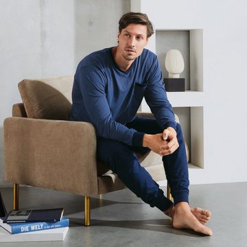 Erwin Müller Pyjama Herren-Schlafanzug Single-Jersey gemustert
