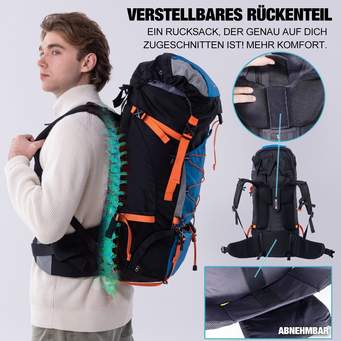 CITYSPORTS Wanderrucksack Rucksack mit Rückenbelüftung Trekkingrucksack Sports packback, aus atmungsaktivem Camping Rucksack Fahrradrucksack, Sportrucksack