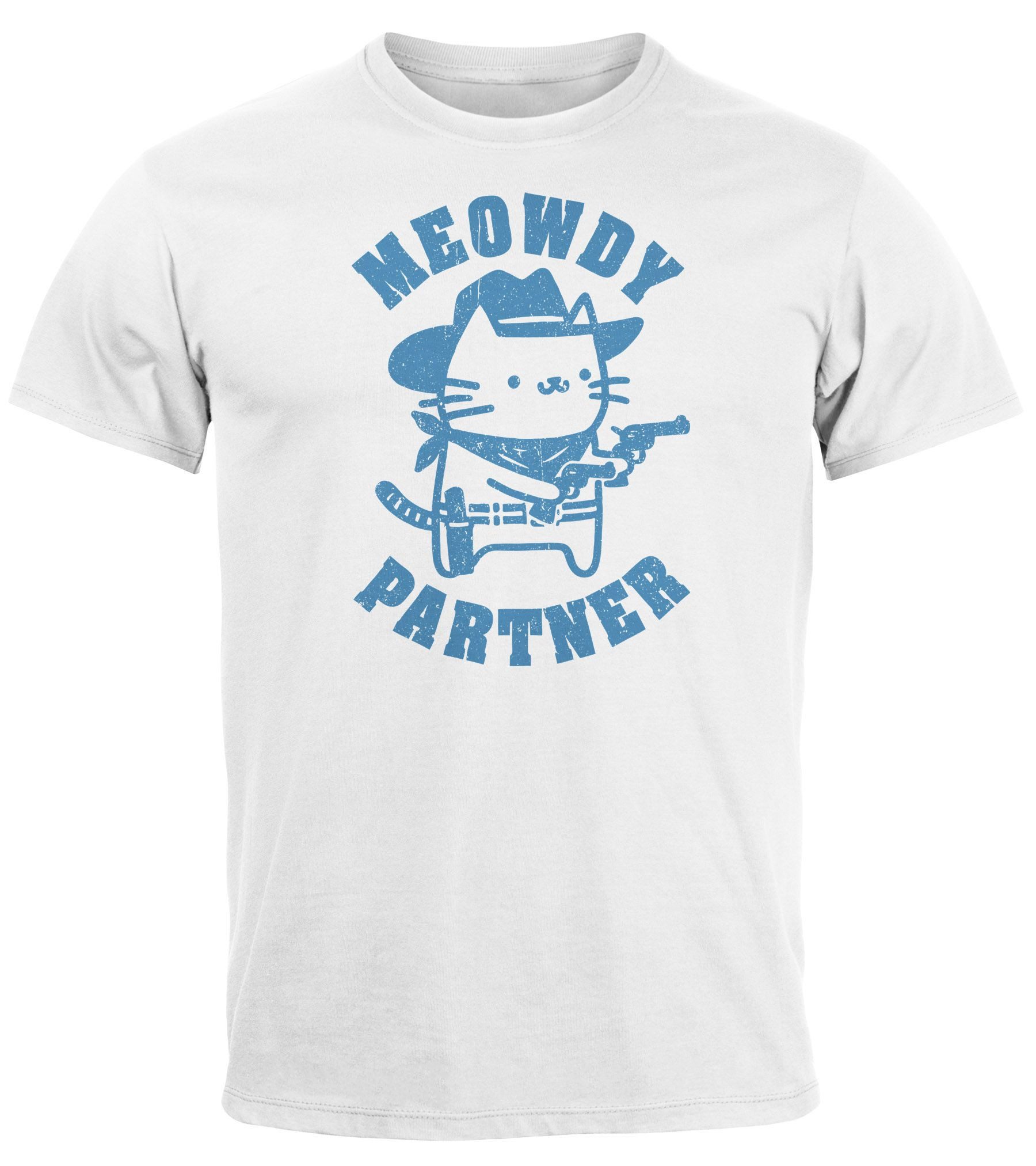MoonWorks Print-Shirt Herren T-Shirt Meowdy Partner günstig online kaufen