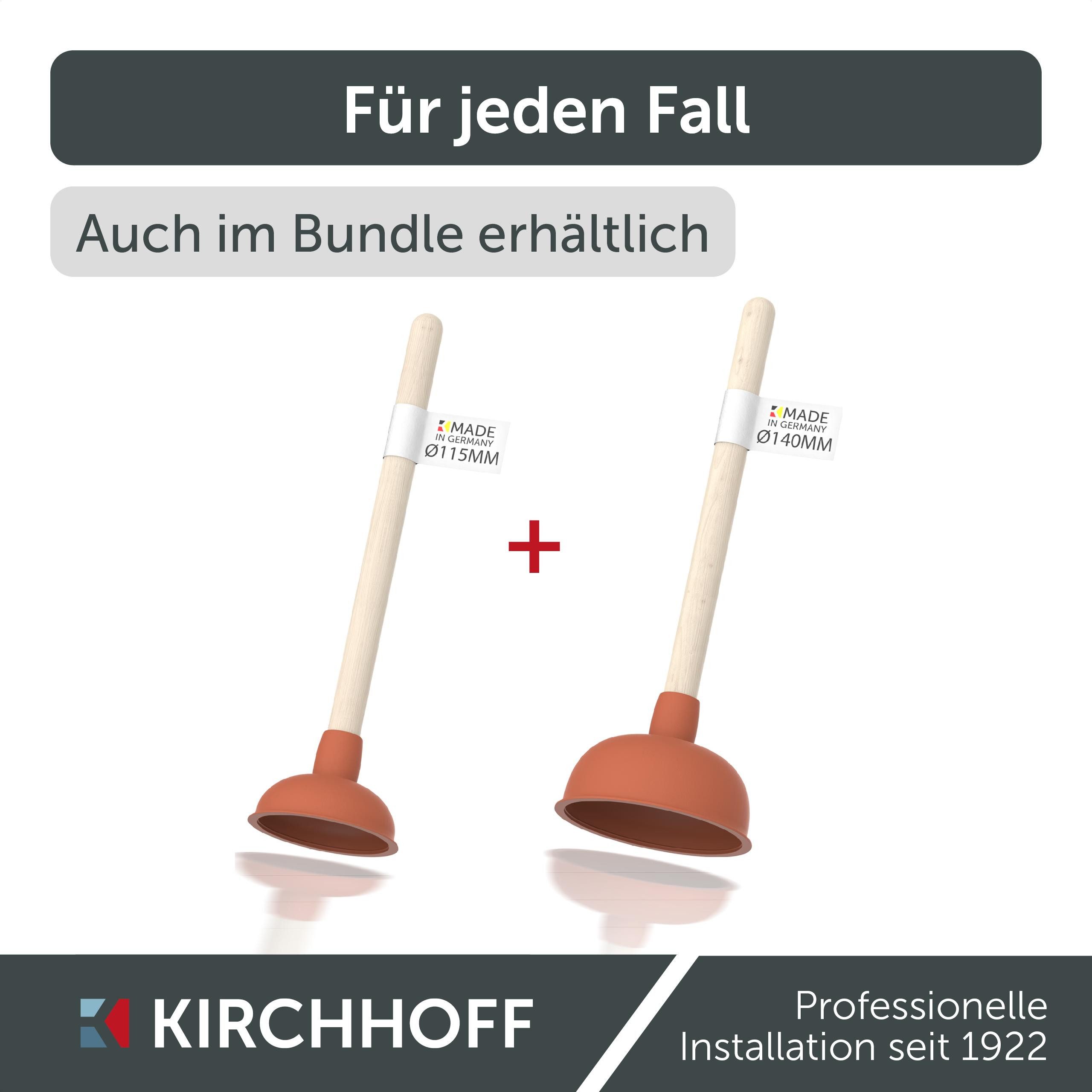 Kirchhoff Pümpel Ausgussreiniger, Ø 140 mm, mit Holzgriff, L: 11.5 cm